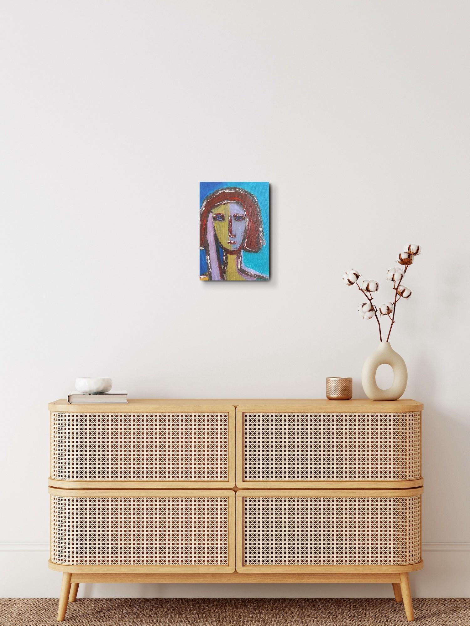 Portrait de femme expressionniste contemporain acrylique sur toile 