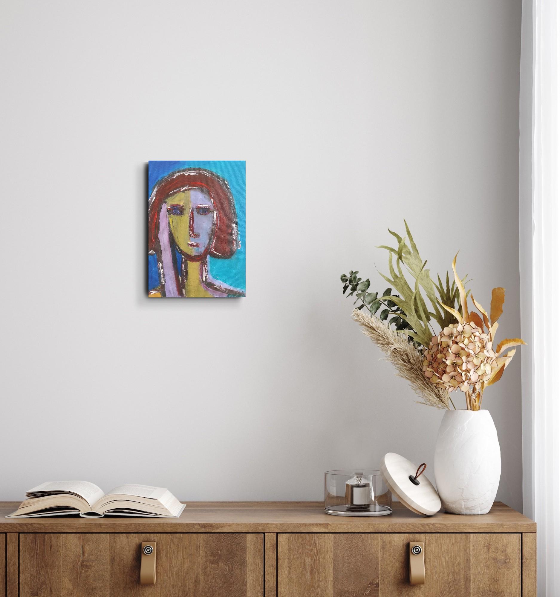 Portrait de femme expressionniste contemporain acrylique sur toile 