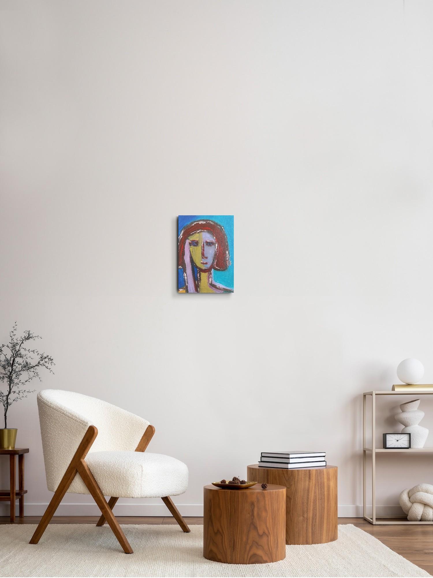 Portrait de femme expressionniste contemporain acrylique sur toile 