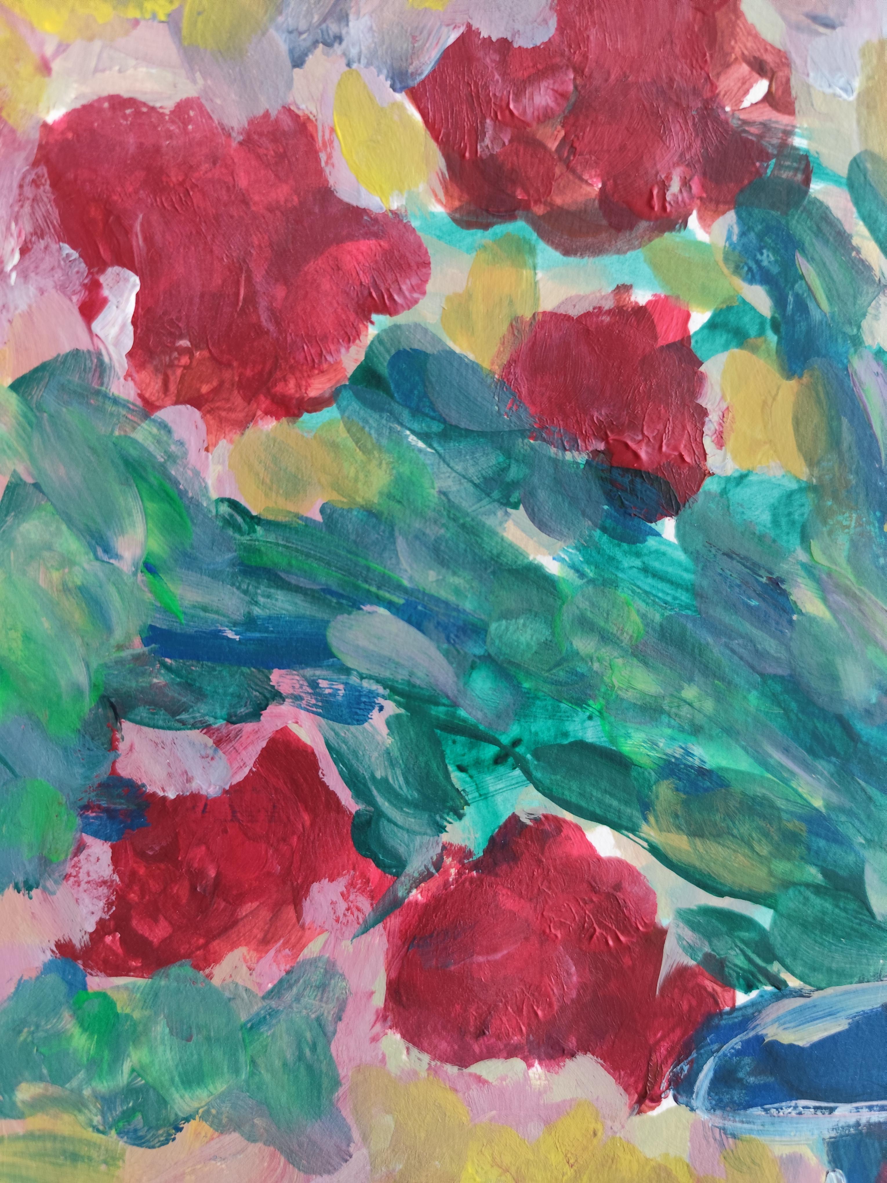 Zeitgenössisches expressionistisches Blumenstillleben 