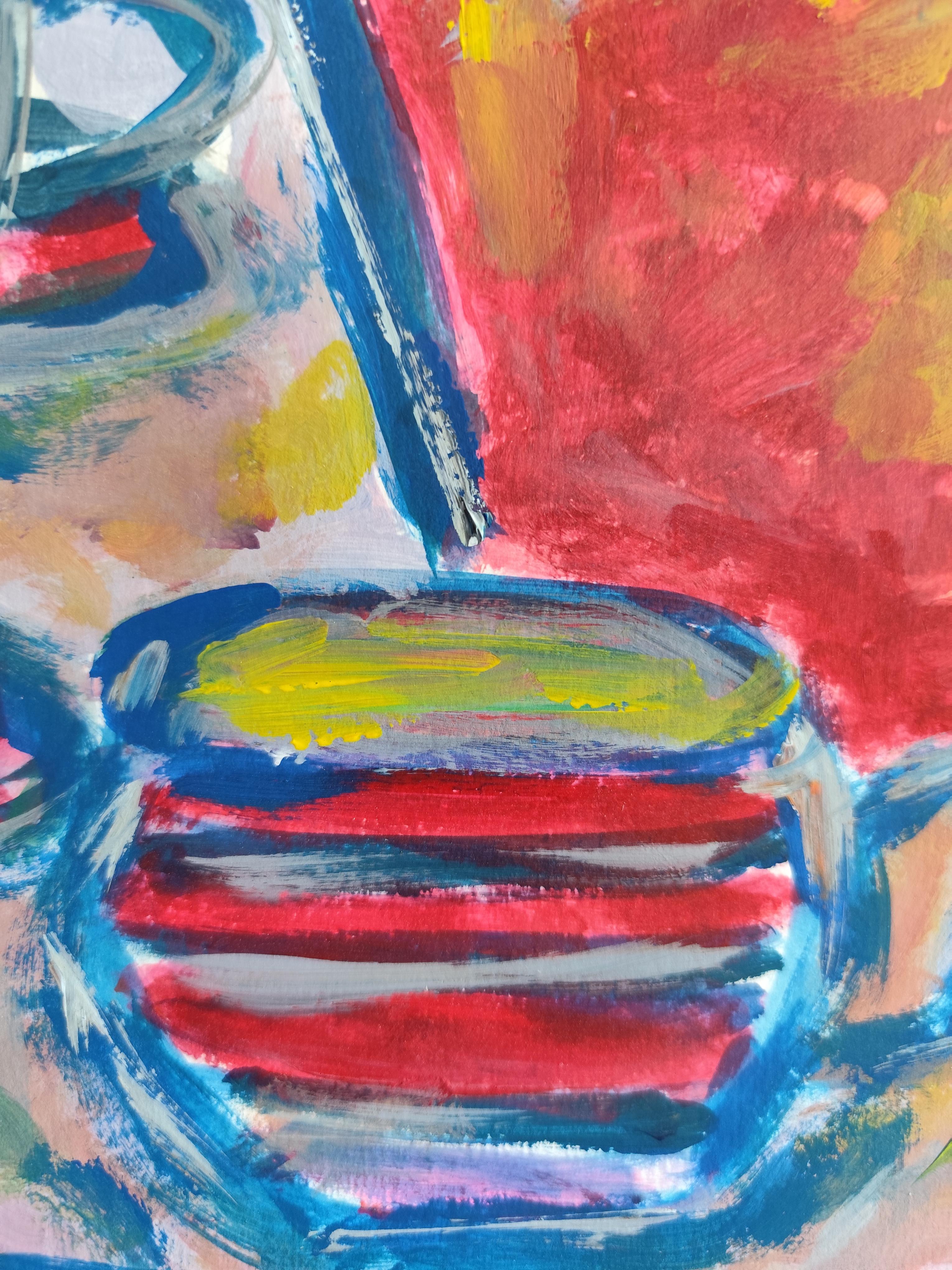 Zeitgenössisches expressionistisches Blumenstillleben 