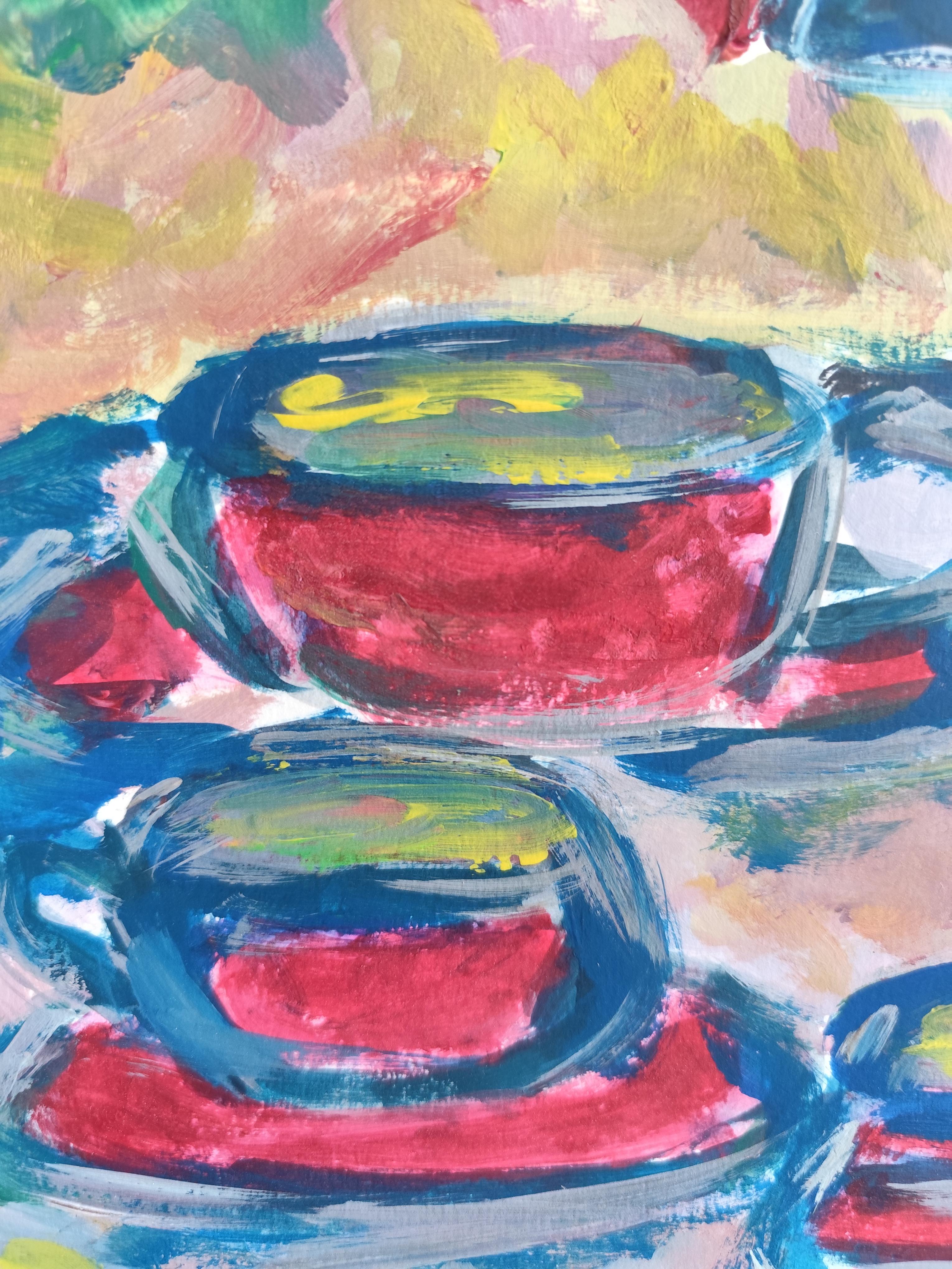 Zeitgenössisches expressionistisches Blumenstillleben 