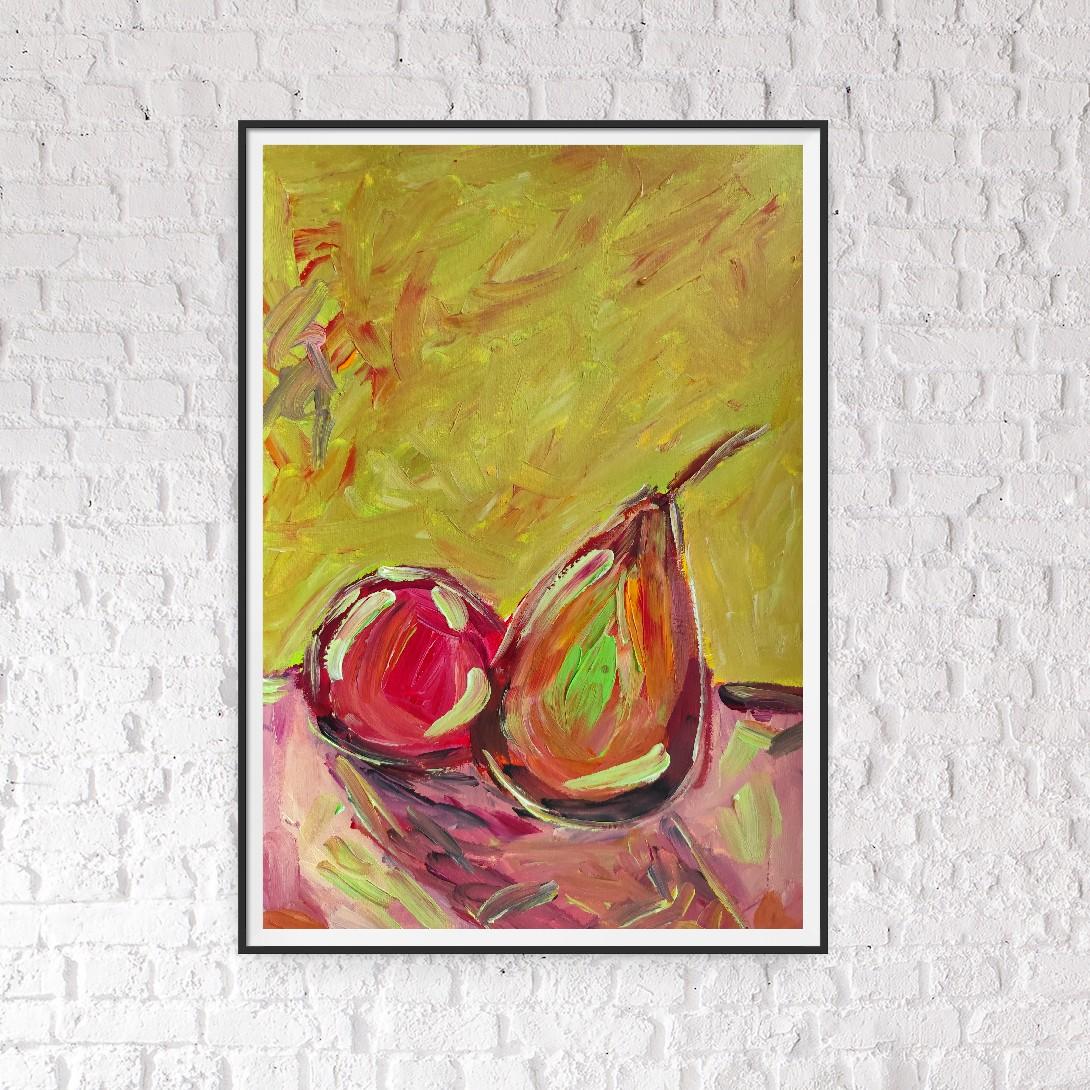 Contemporary expressionist still life fruit painting 