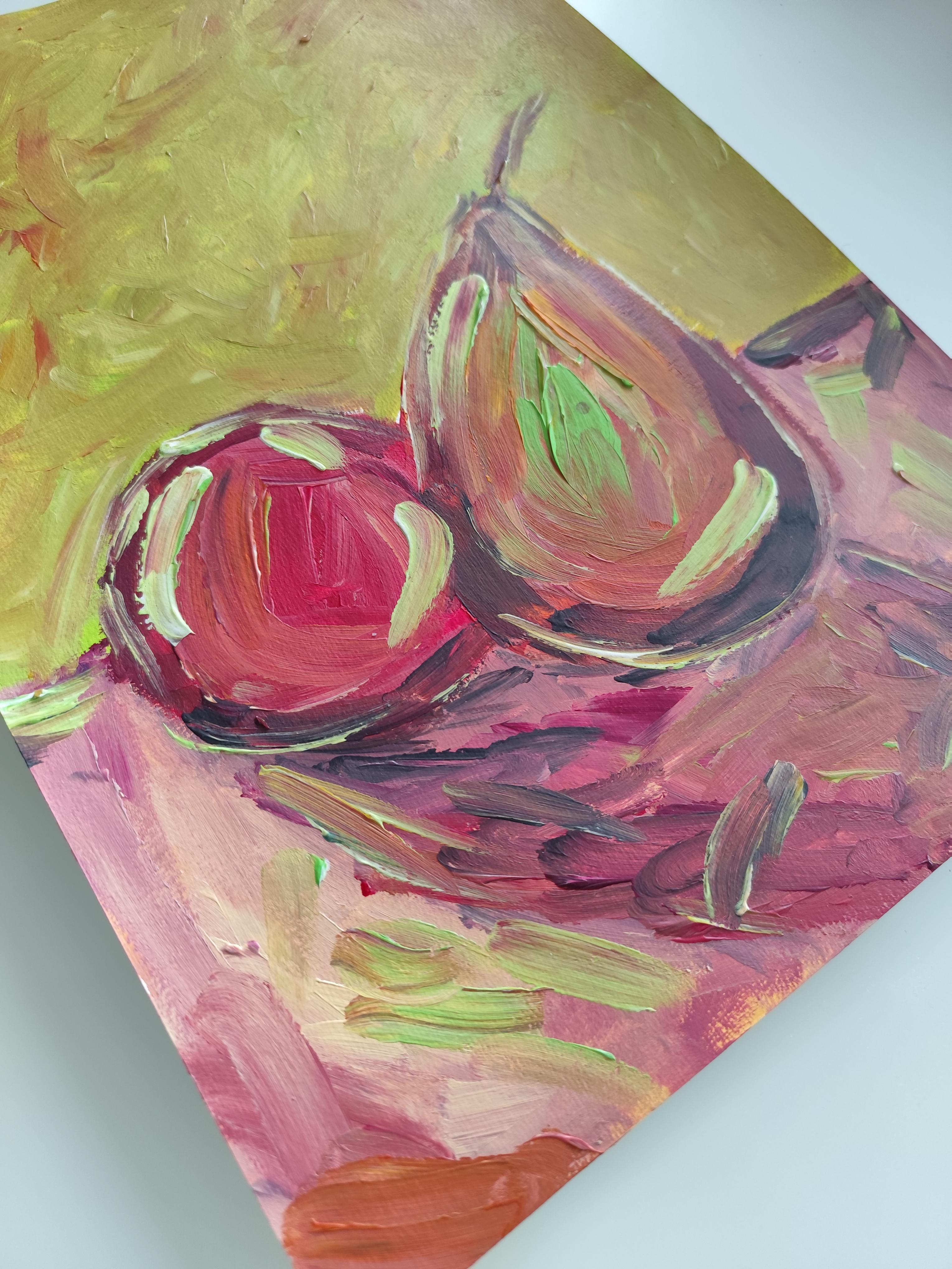 Contemporary expressionist still life fruit painting 