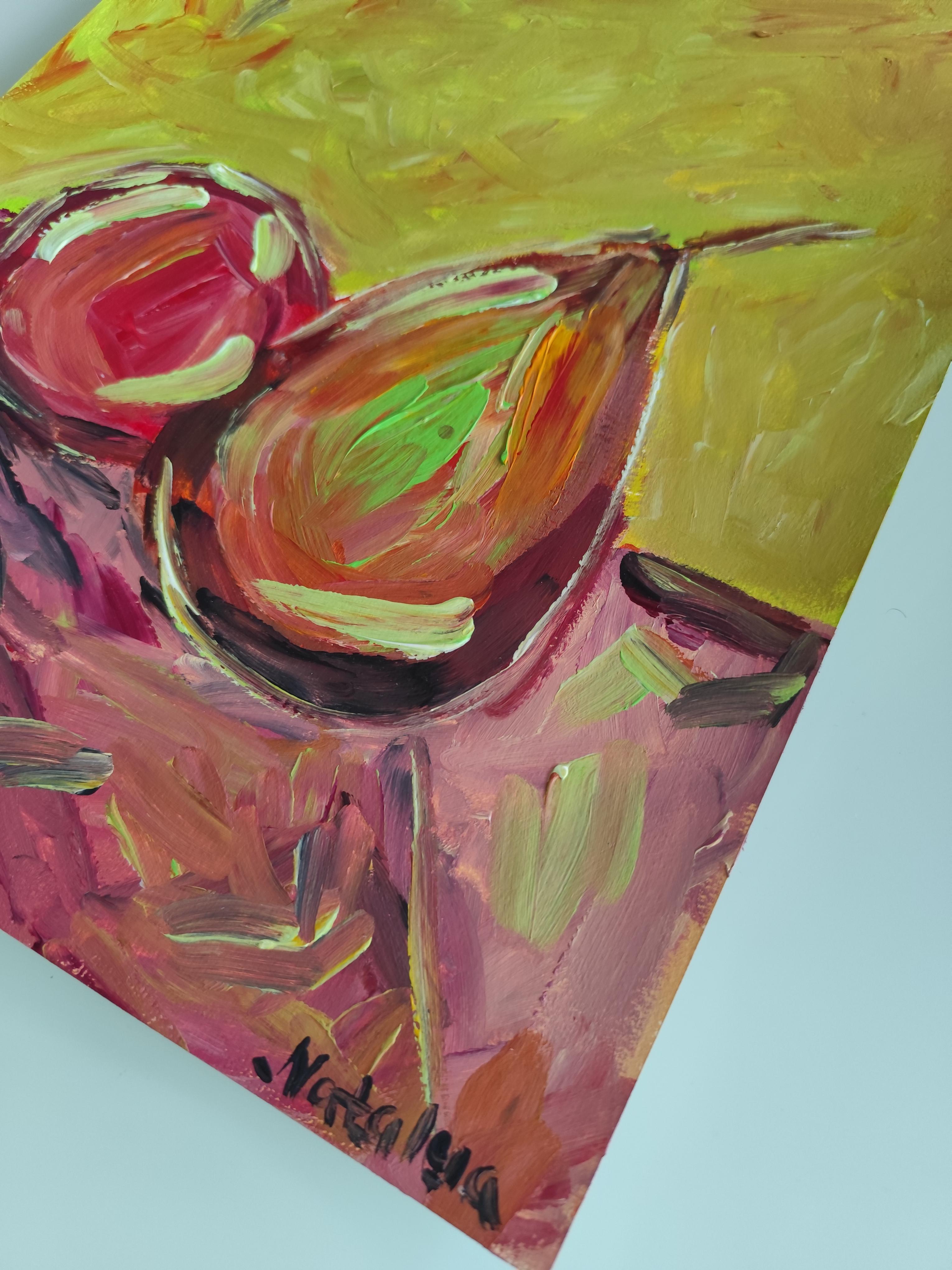 Contemporary expressionist still life fruit painting 