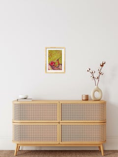 Contemporary expressionist still life fruit painting "One apple, one pear"