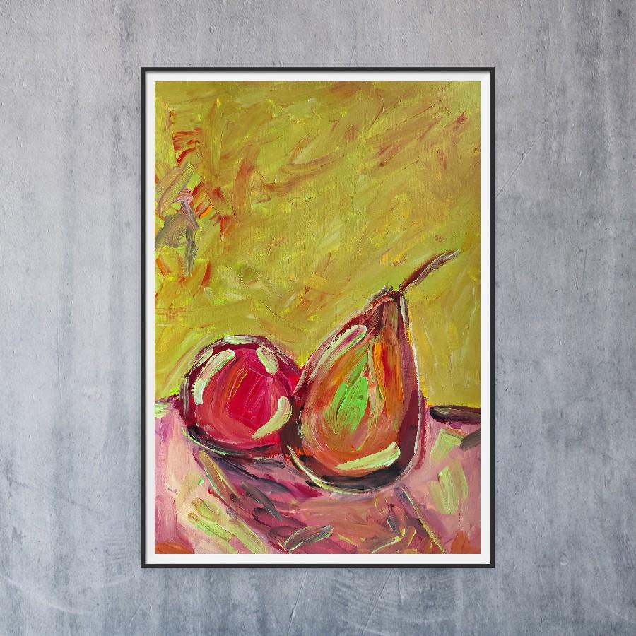 Contemporary expressionist still life fruit painting 