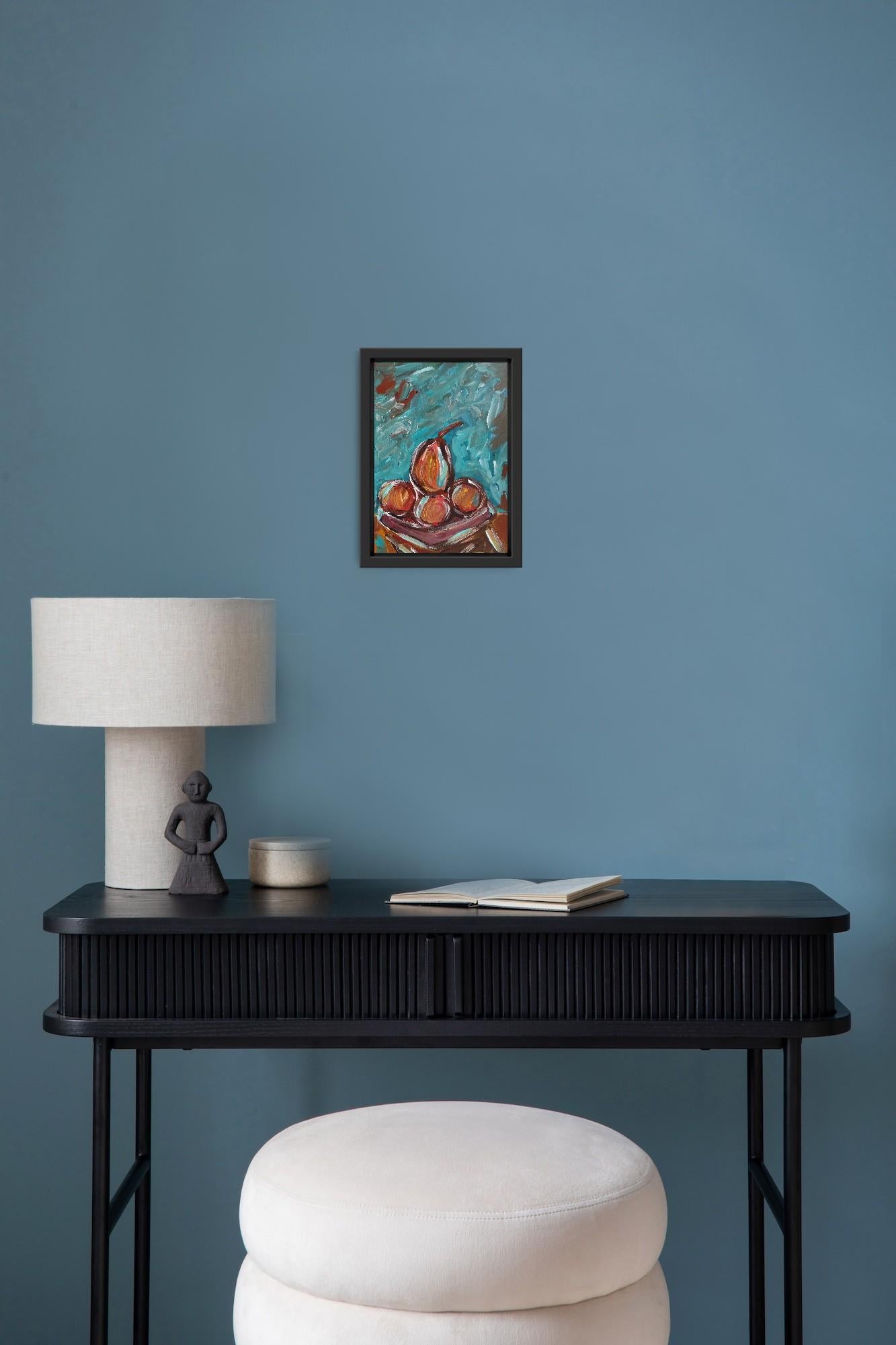 This contemporary abstract expressionist still life painting, created by French artist Natalya Mougenot, is part of her ongoing still life series that celebrates the beauty of everyday simplicity and the importance of cherishing ordinary