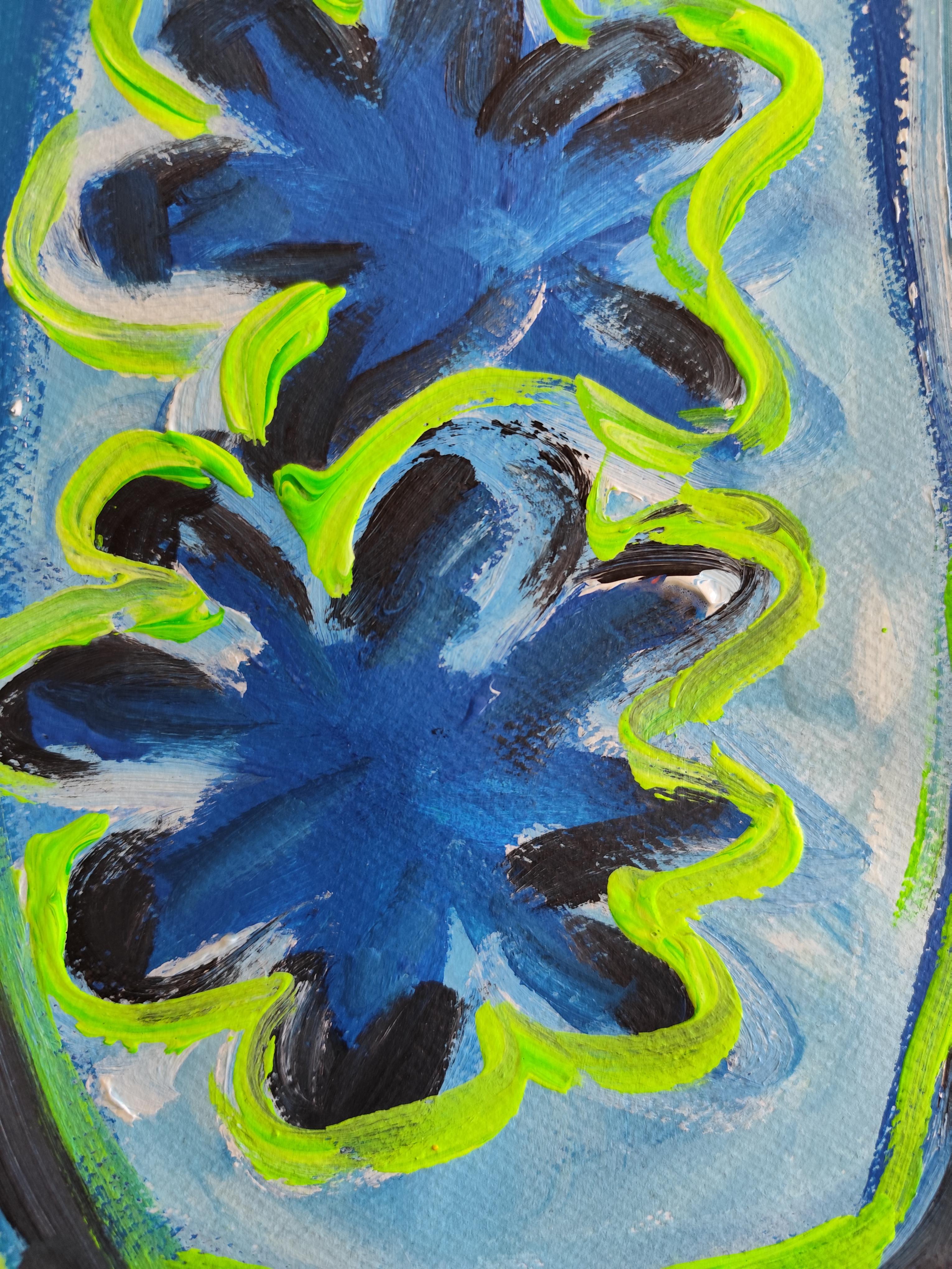 Lebendige Stilllebenmalerei des zeitgenössischen Expressionisten  auf Papier 