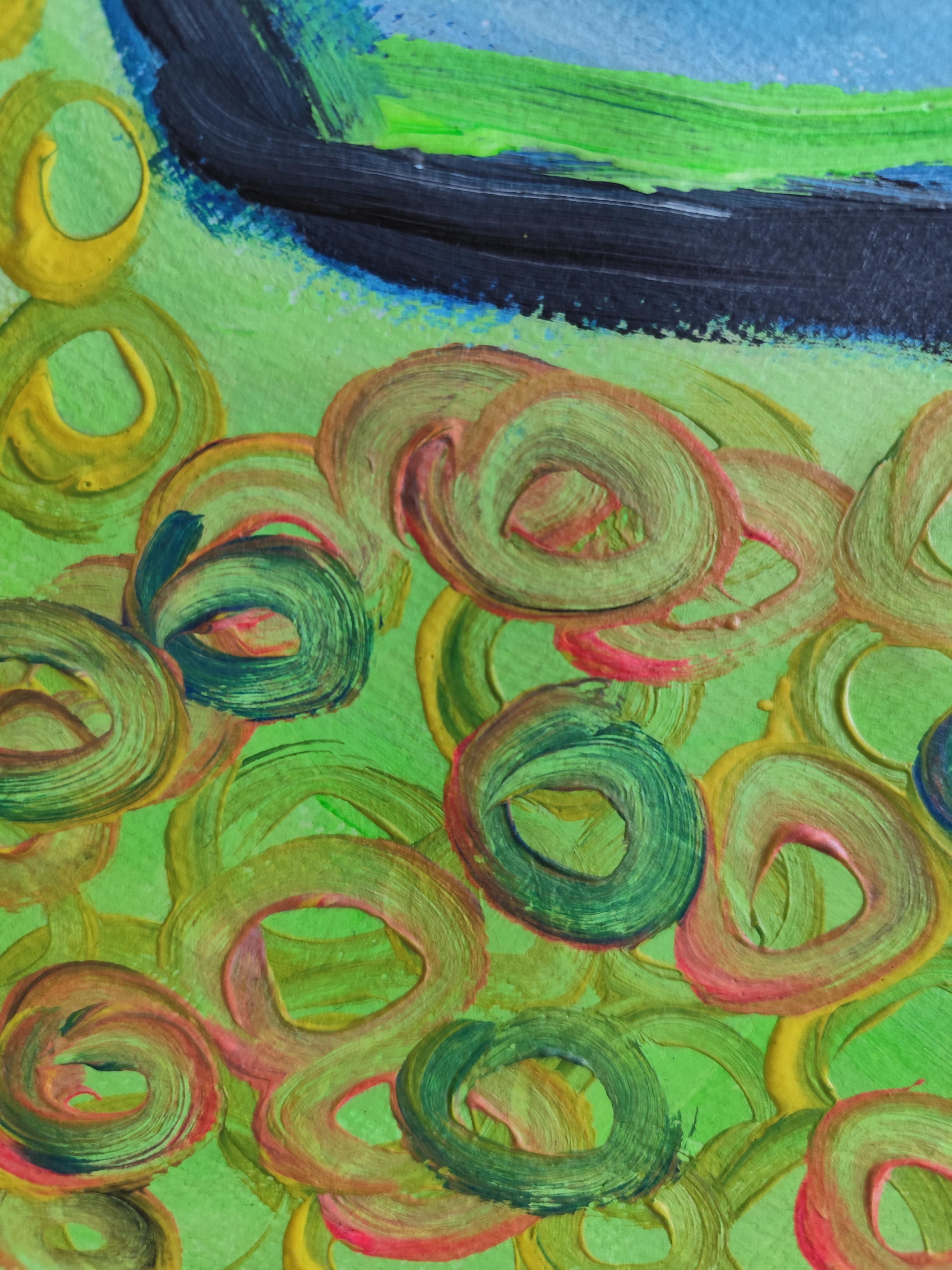 Lebendige Stilllebenmalerei des zeitgenössischen Expressionisten  auf Papier 
