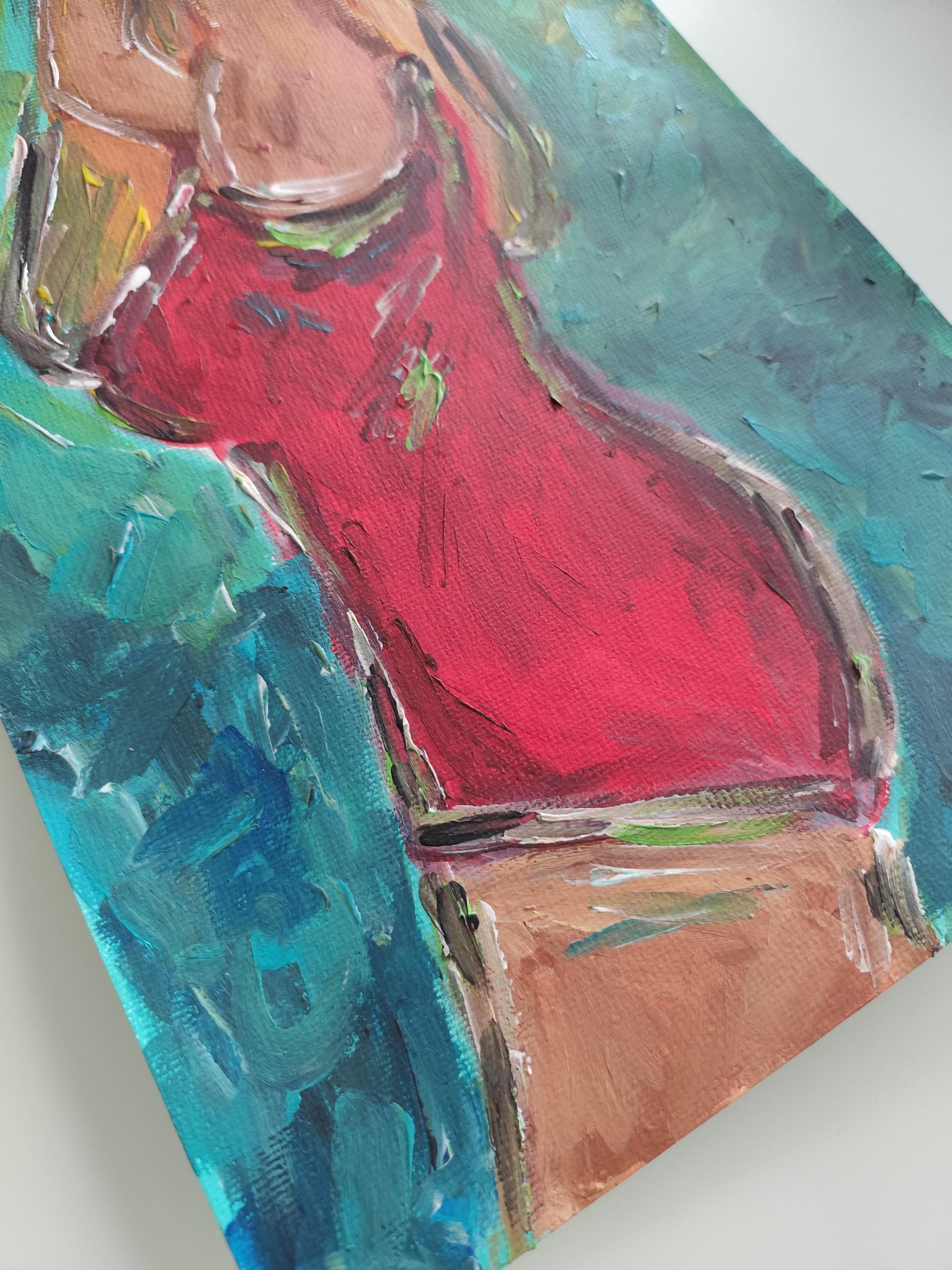 Contemporary expressionist woman's figure painting 