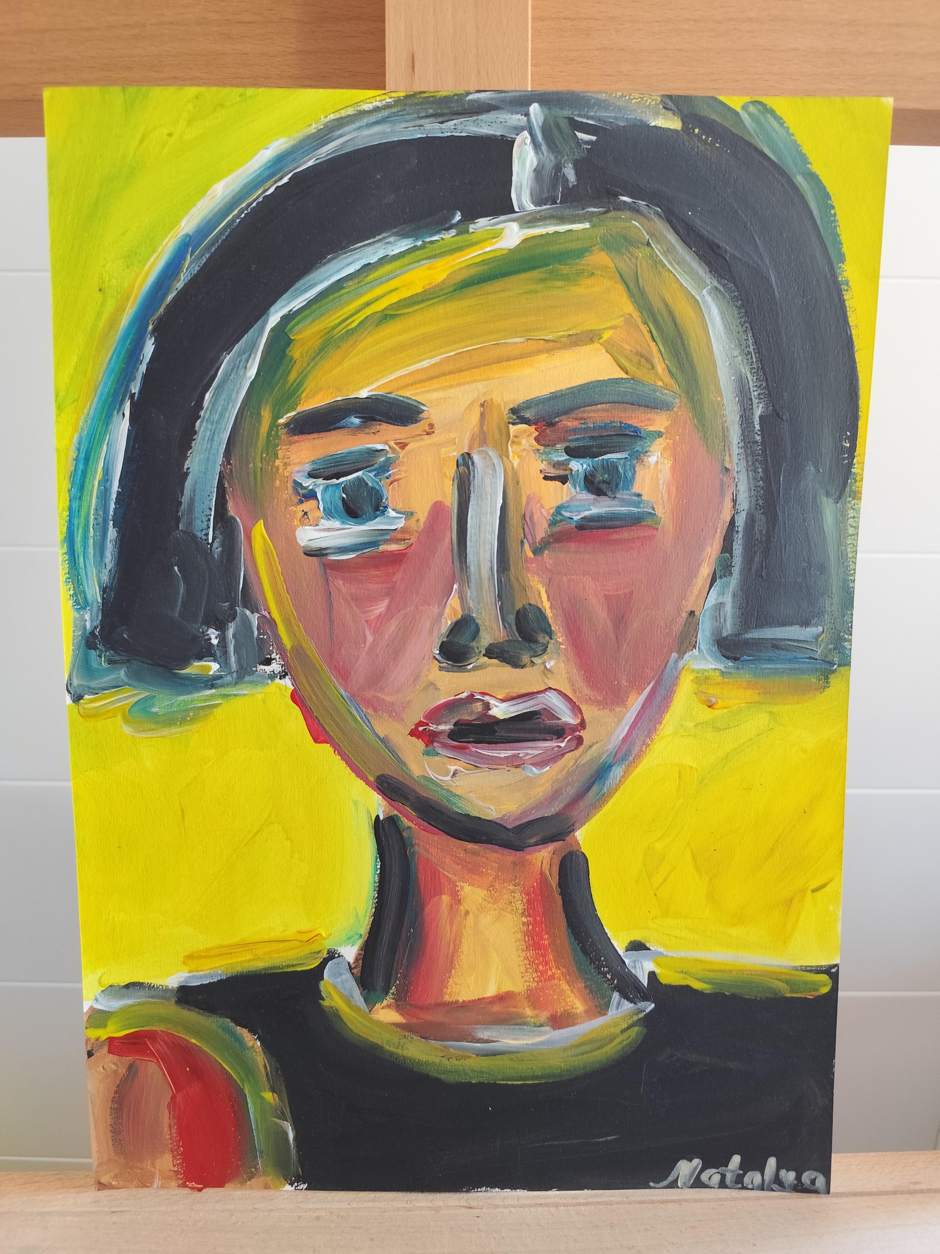 Contemporary expressionist woman's portrait painting 