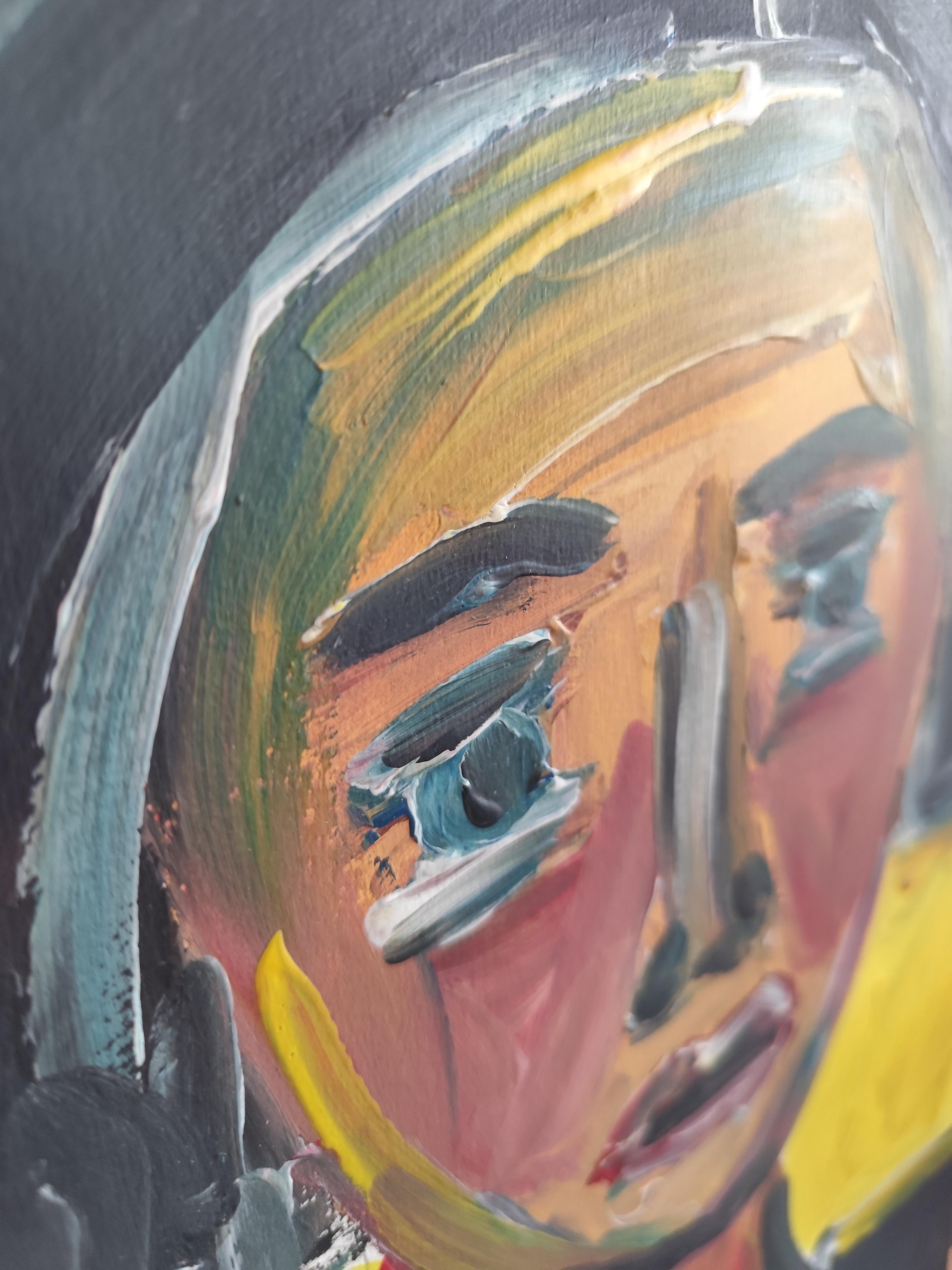 Contemporary expressionist woman's portrait painting 