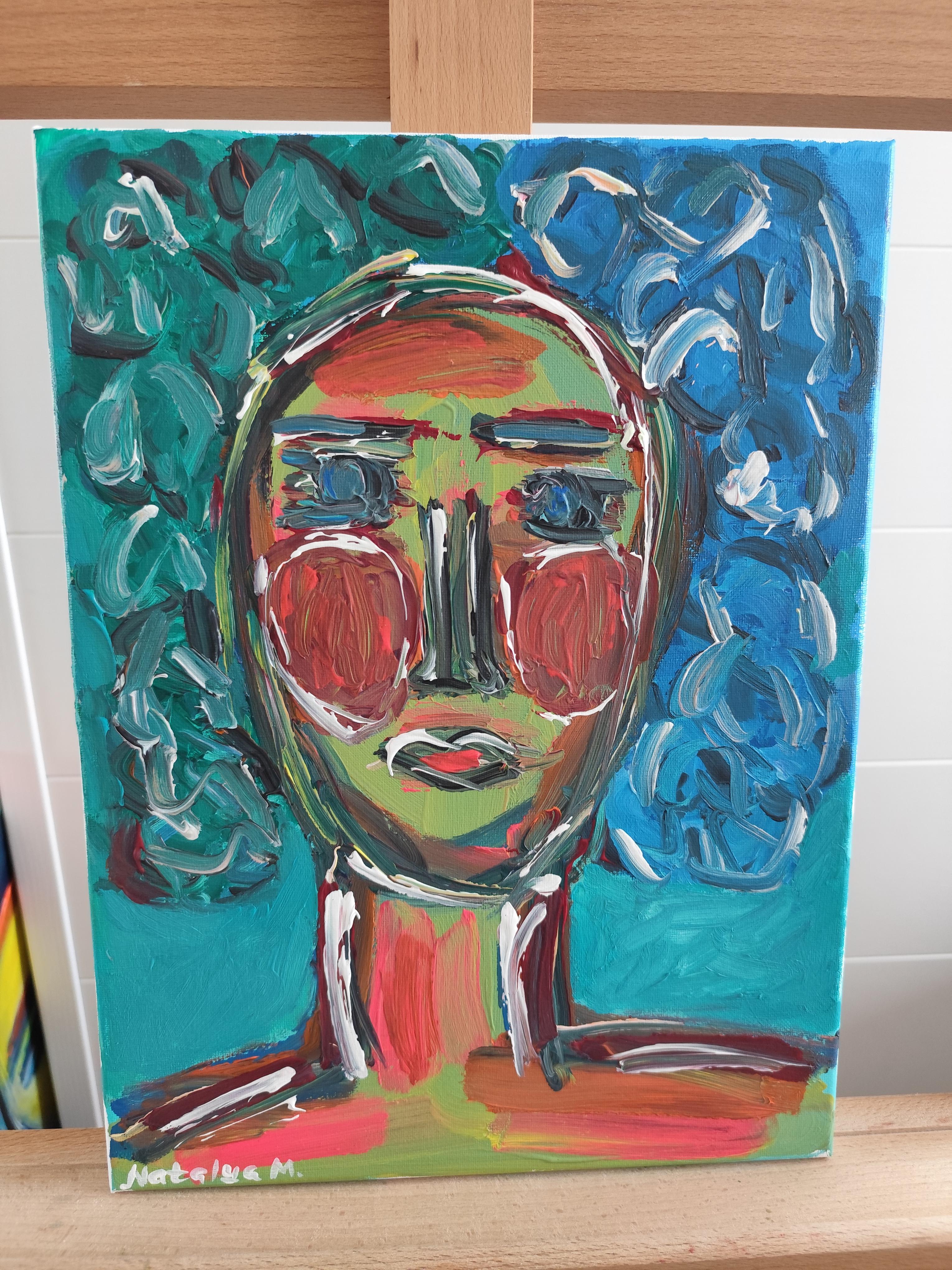 Contemporary Expressionist woman's portrait painting on canvas 