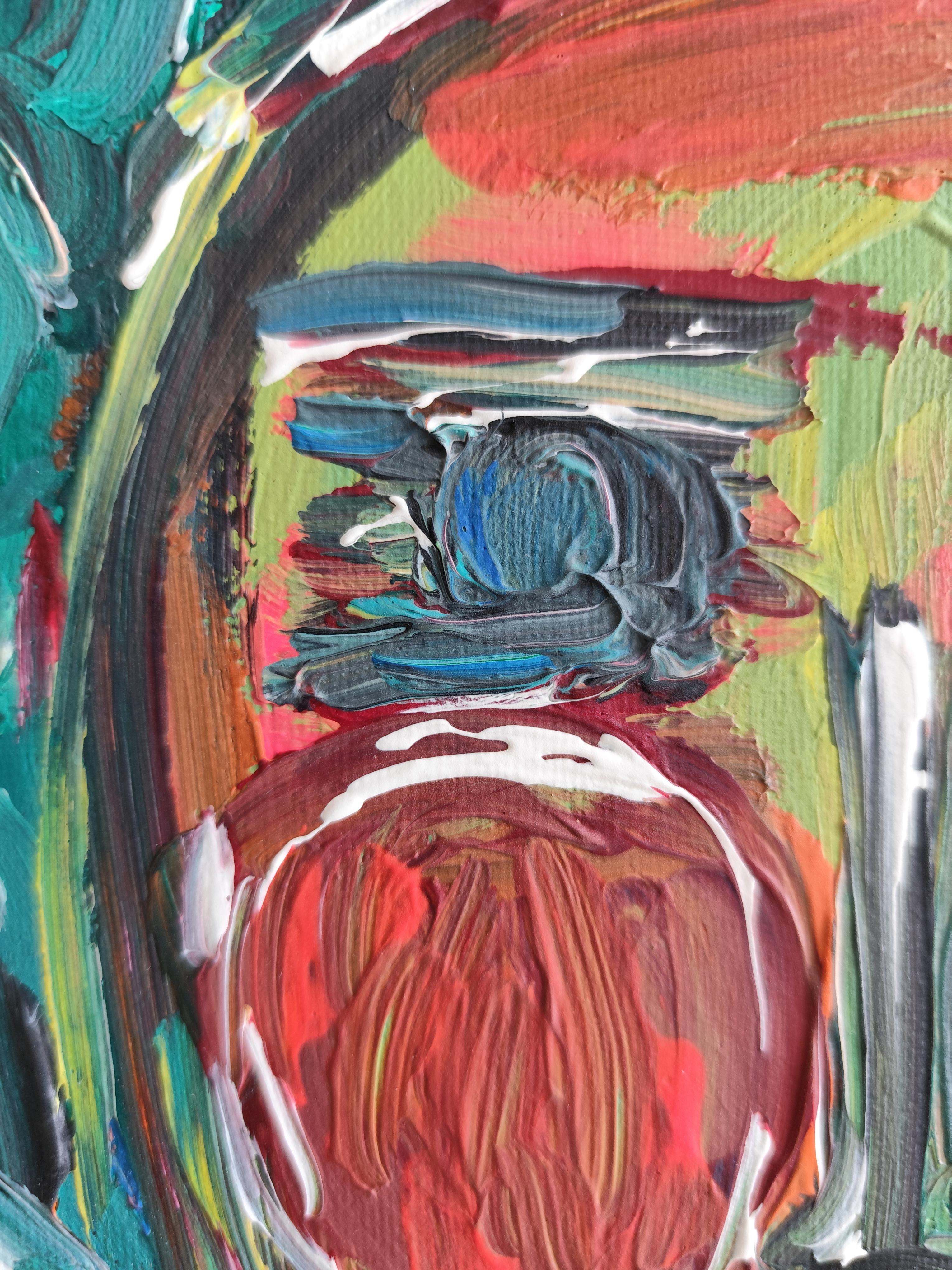 Contemporary Expressionist woman's portrait painting on canvas 