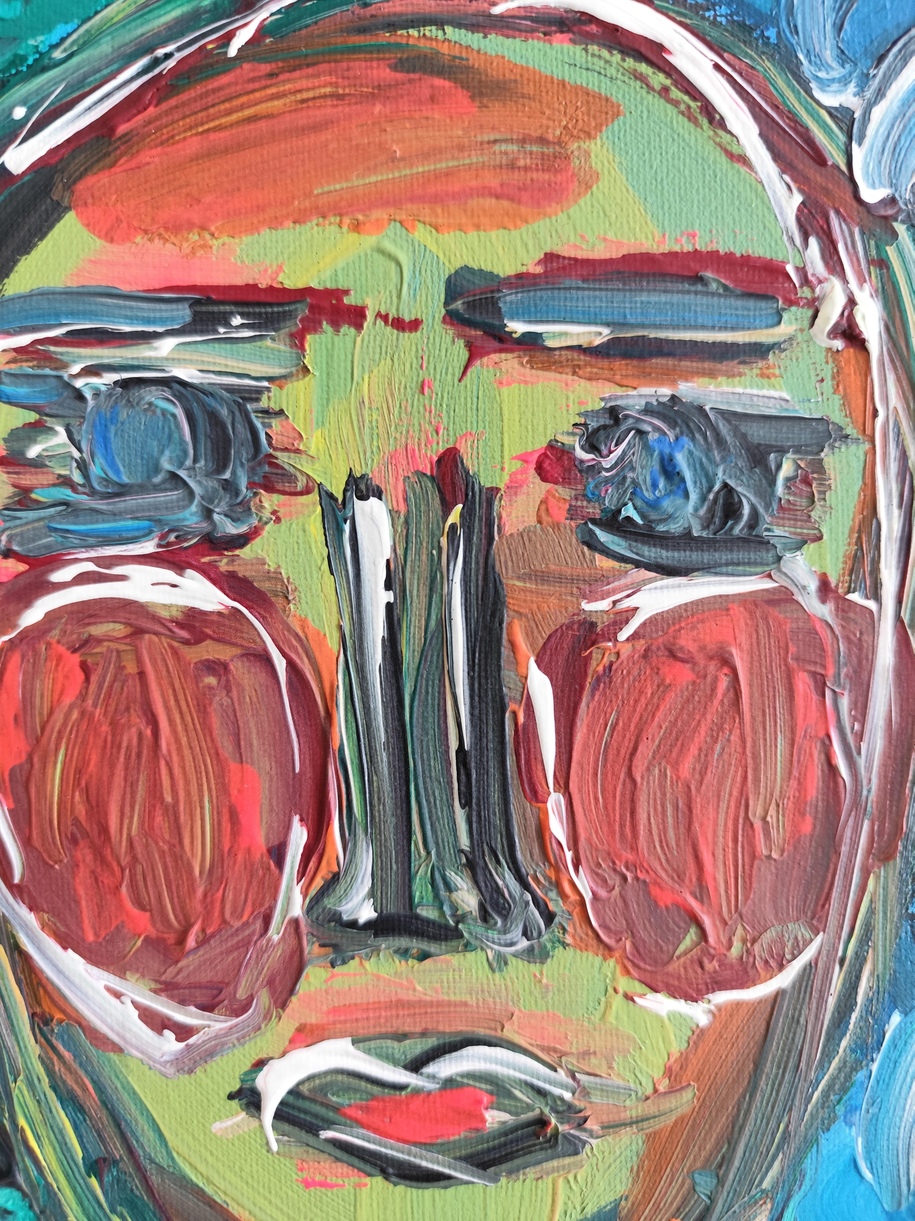 Contemporary Expressionist woman's portrait painting on canvas 