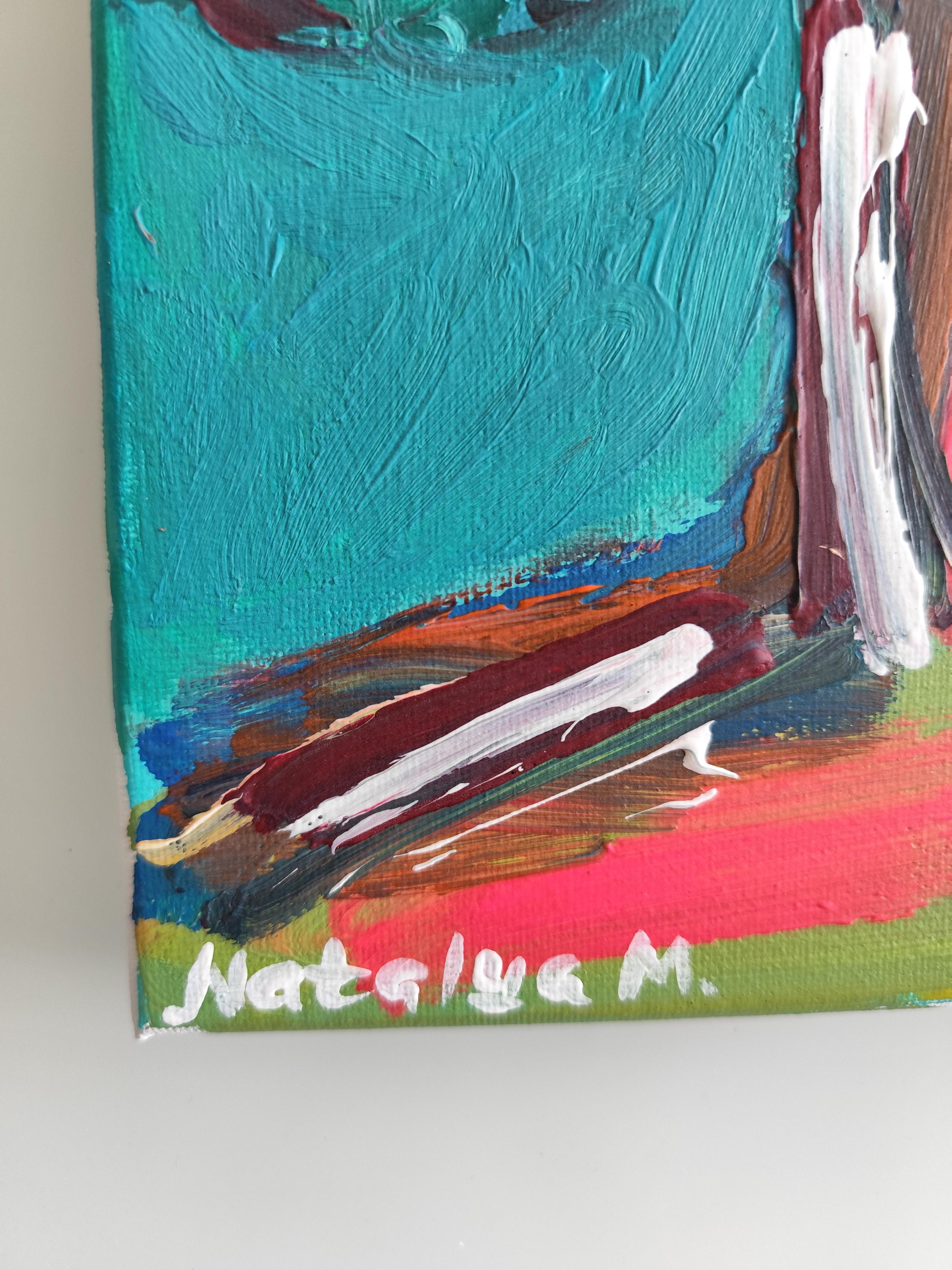 Contemporary Expressionist woman's portrait painting on canvas 