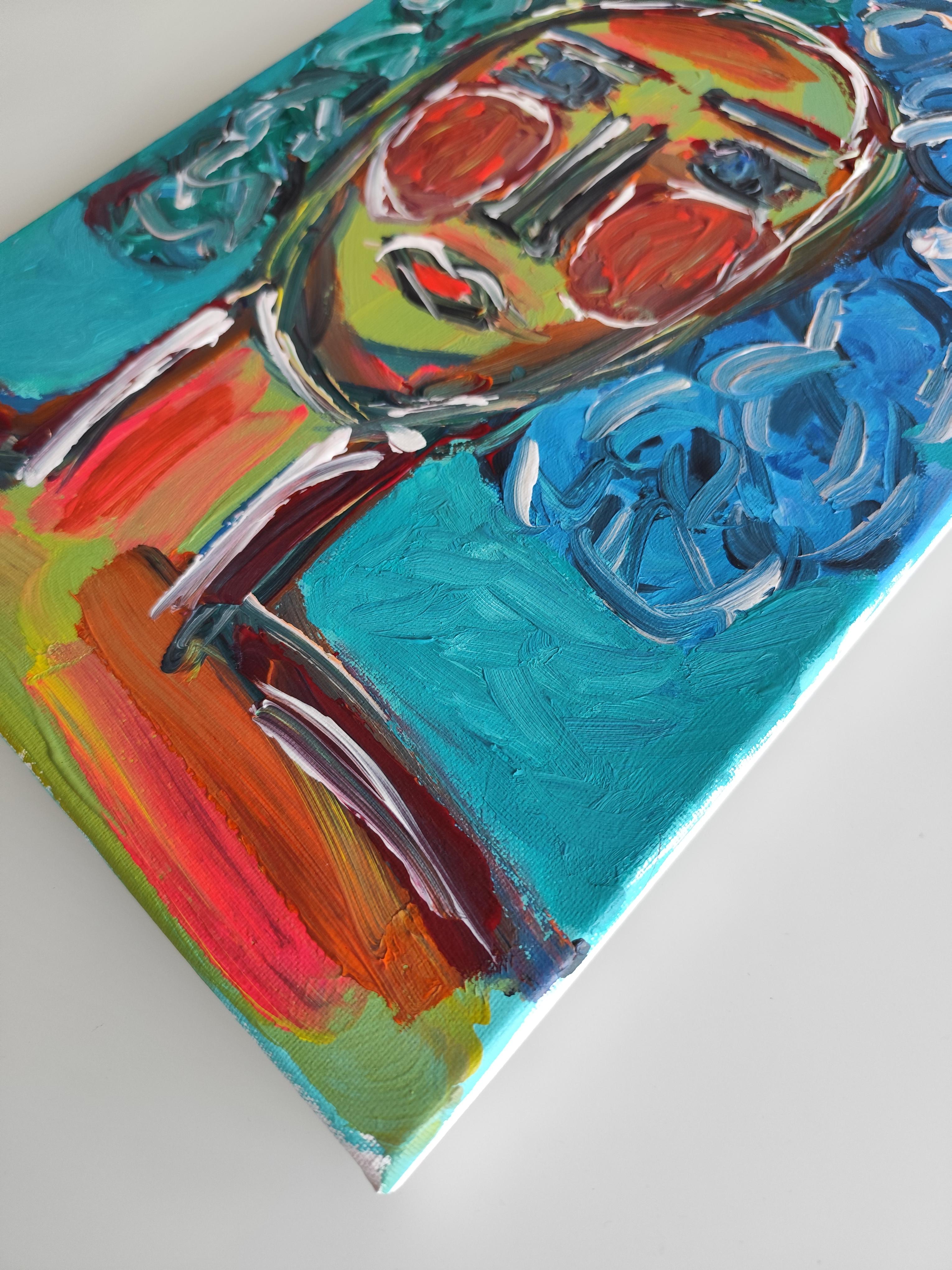 Contemporary Expressionist woman's portrait painting on canvas 