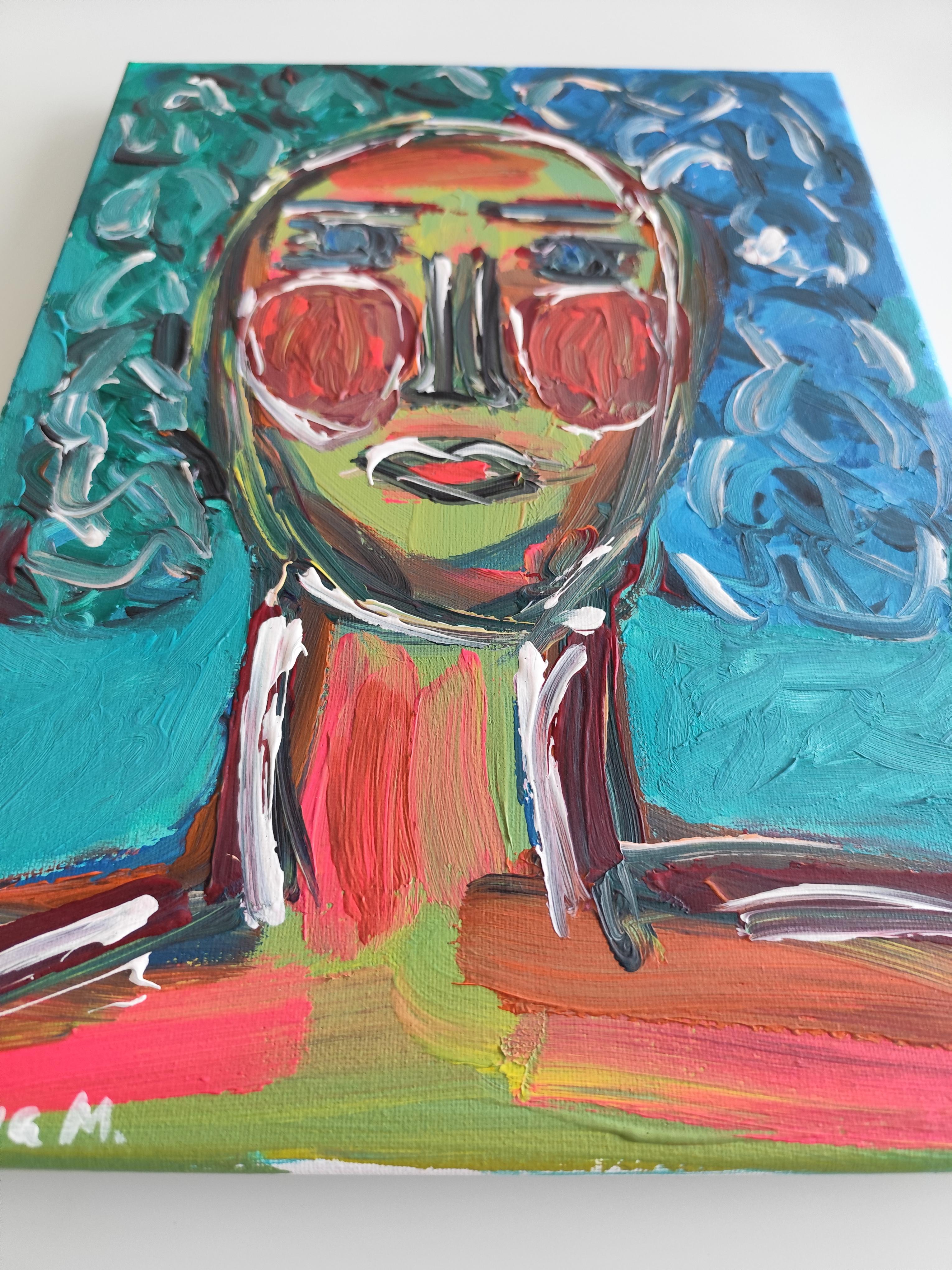 Contemporary Expressionist woman's portrait painting on canvas 