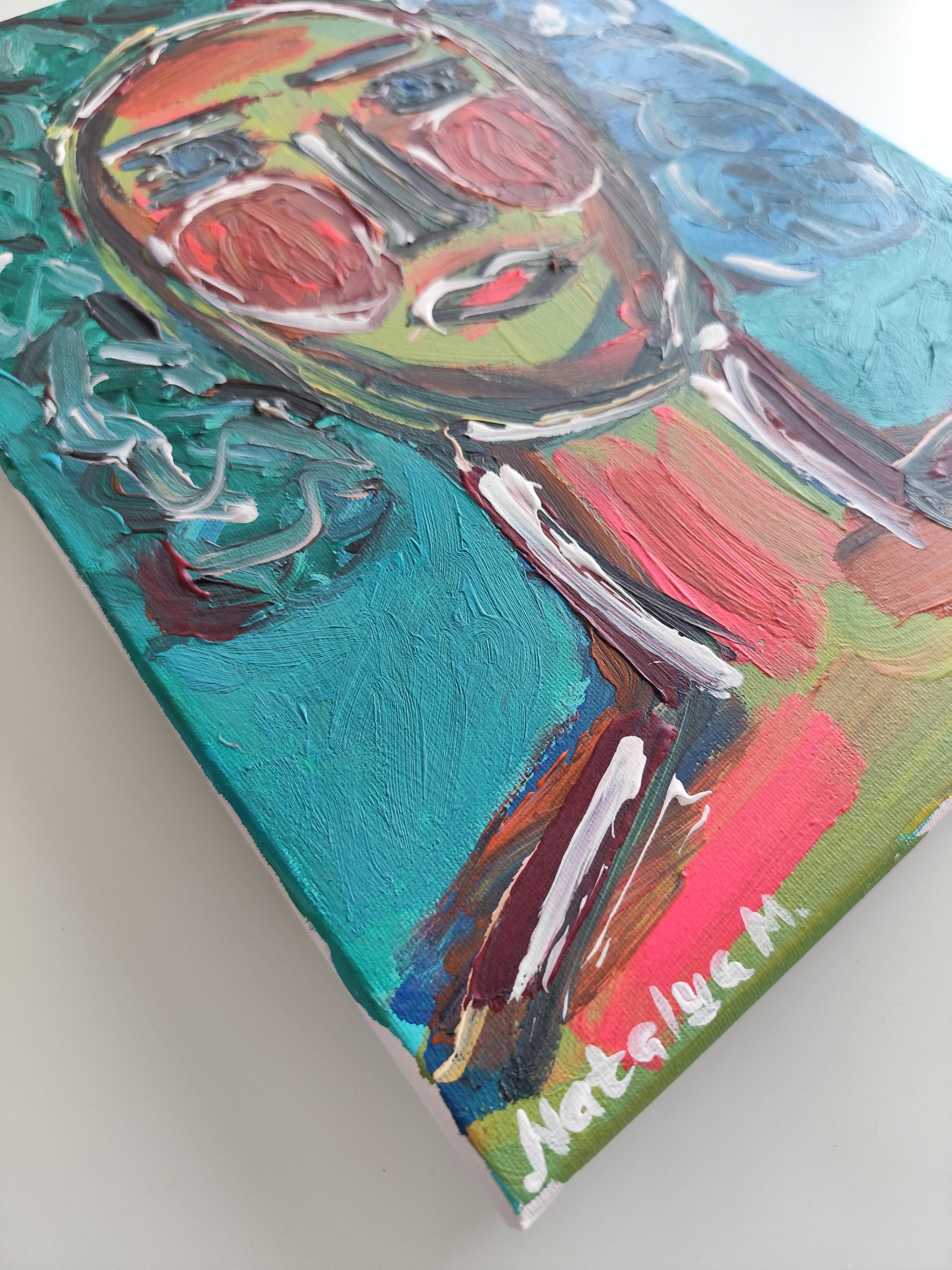 Contemporary Expressionist woman's portrait painting on canvas 