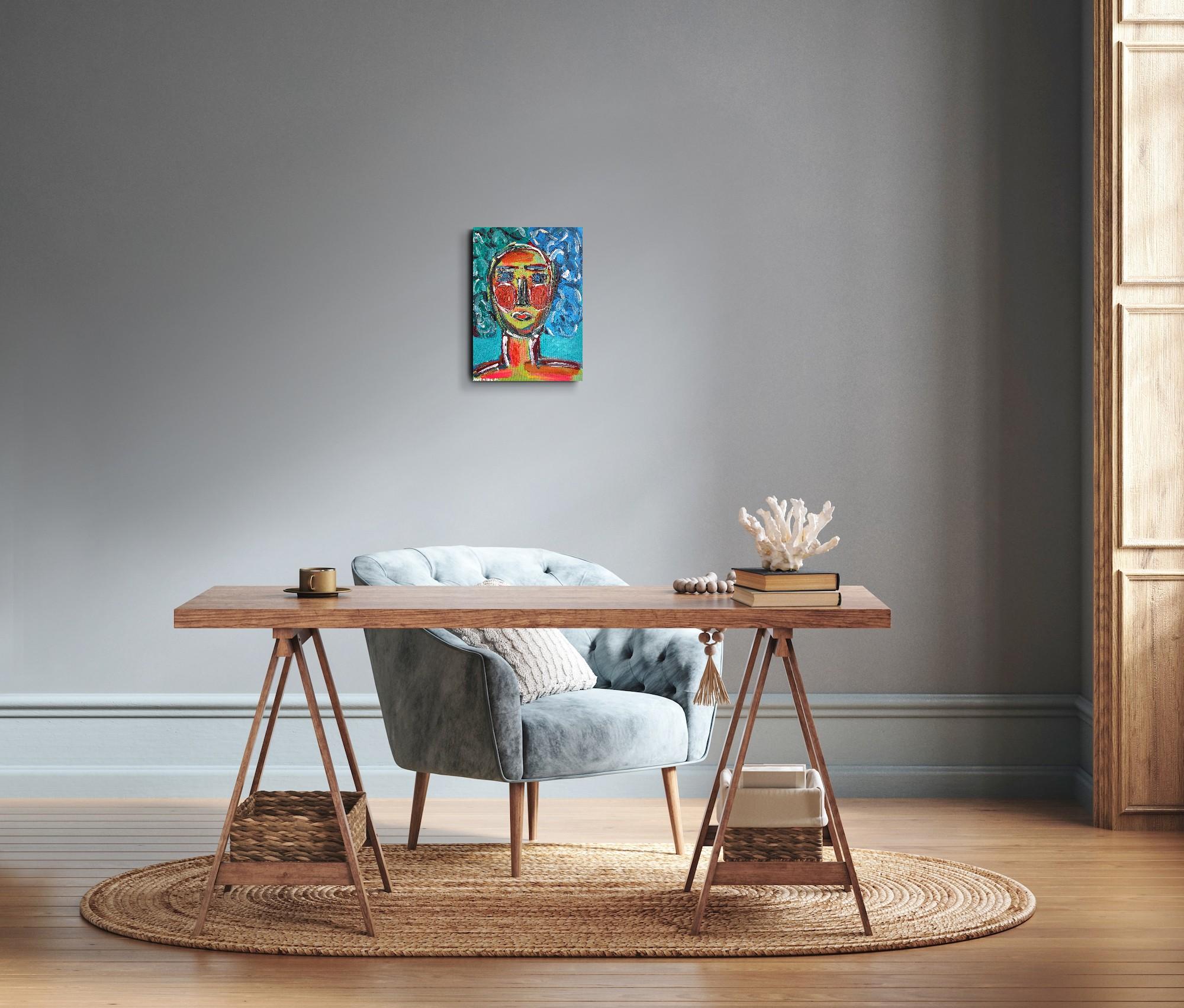 Contemporary Expressionist woman's portrait painting on canvas 