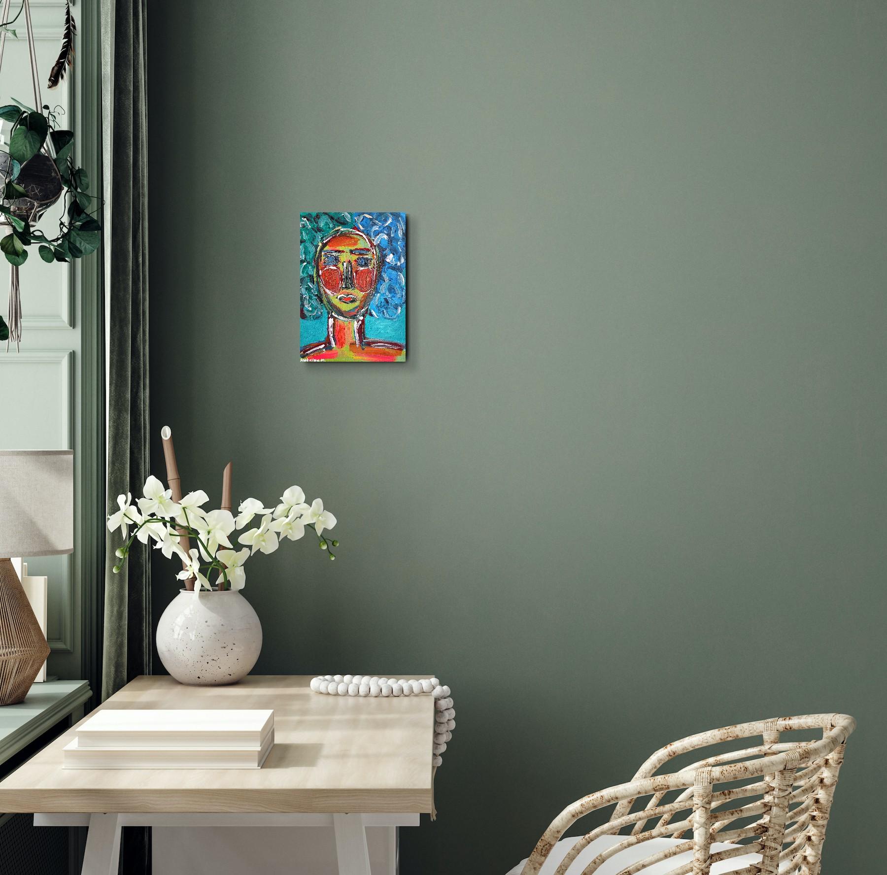 Contemporary Expressionist woman's portrait painting on canvas 