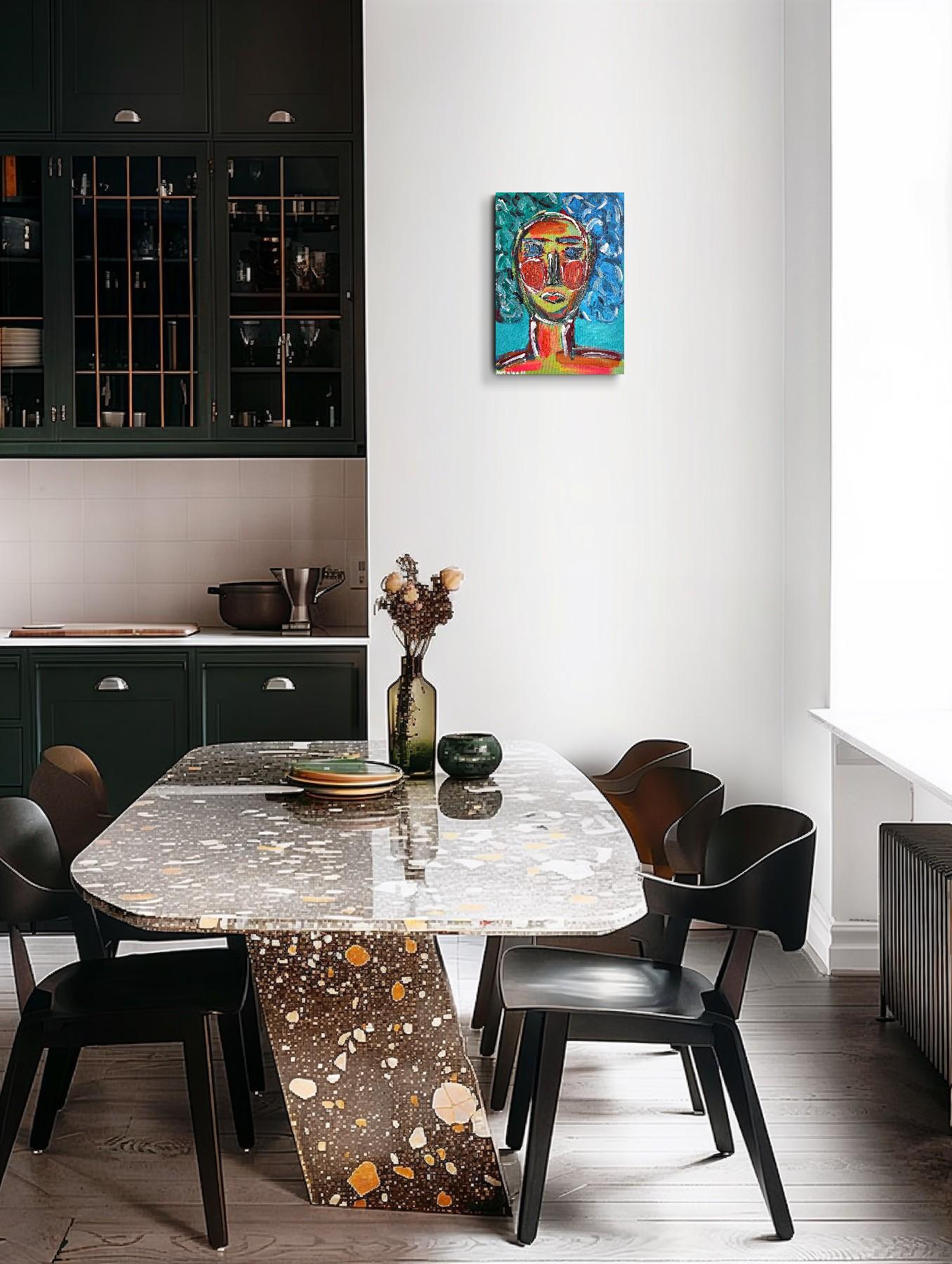 Contemporary Expressionist woman's portrait painting on canvas 