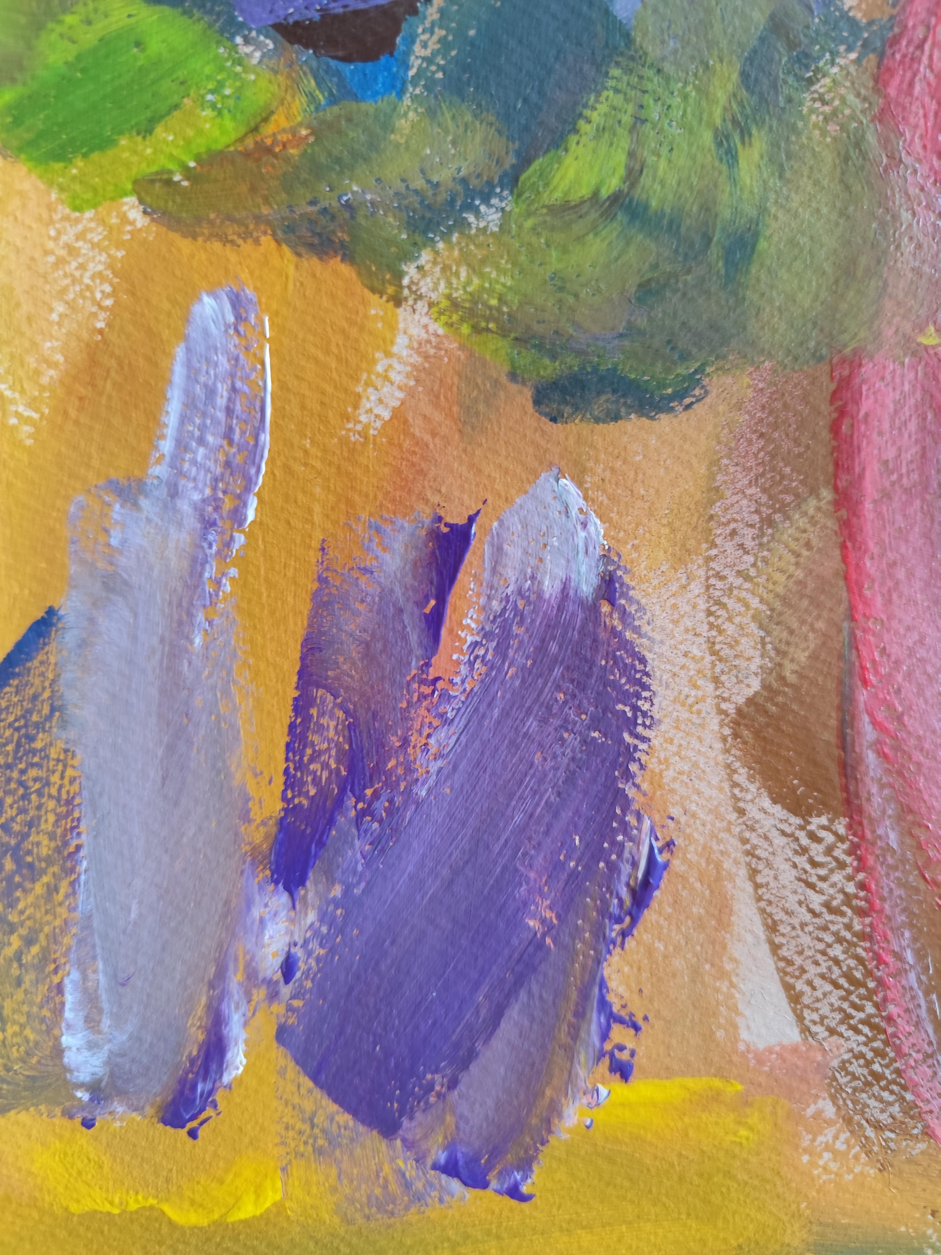 Pintura acrílica colorista expresiva contemporánea 
