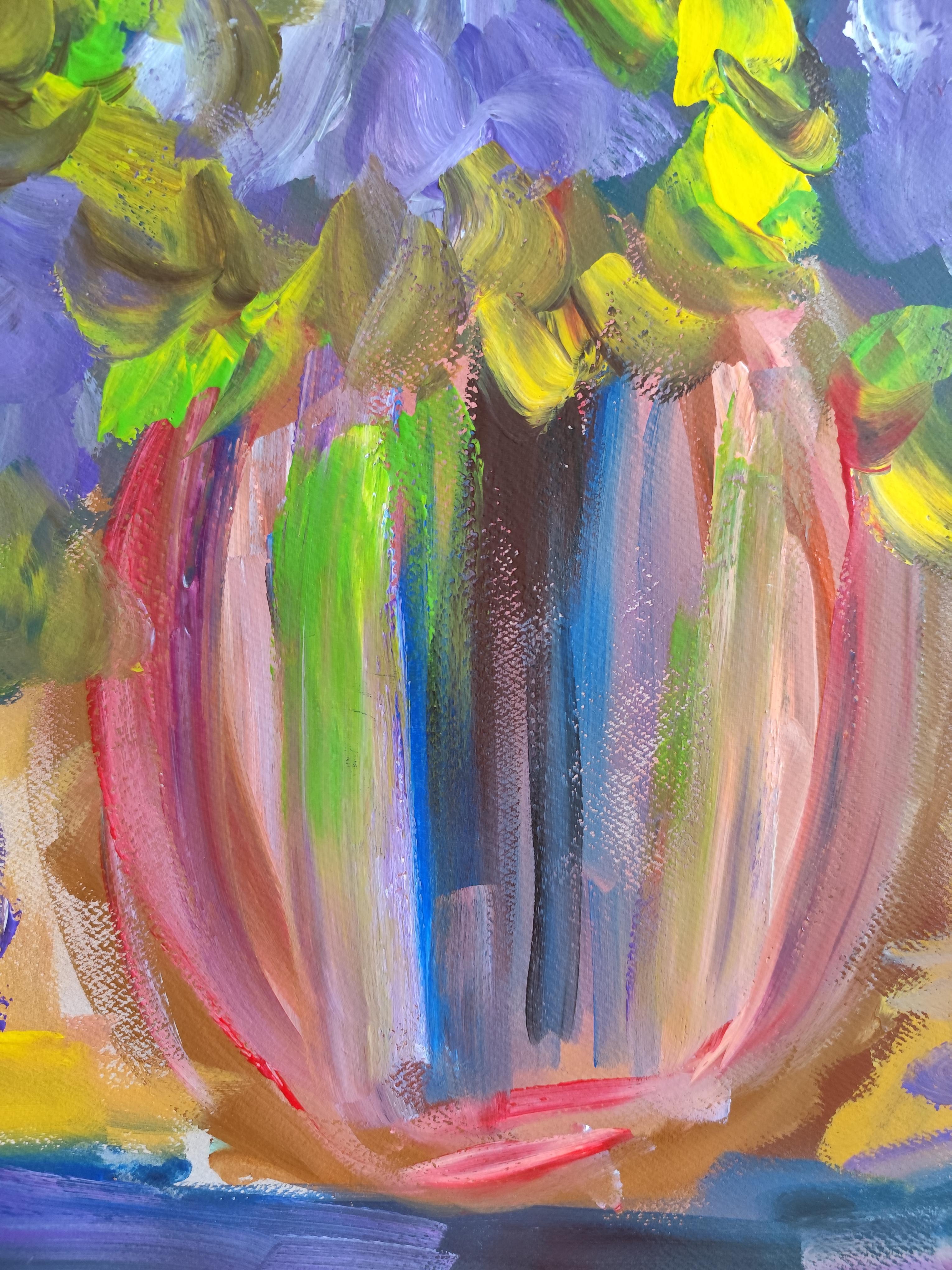 Pintura acrílica colorista expresiva contemporánea 