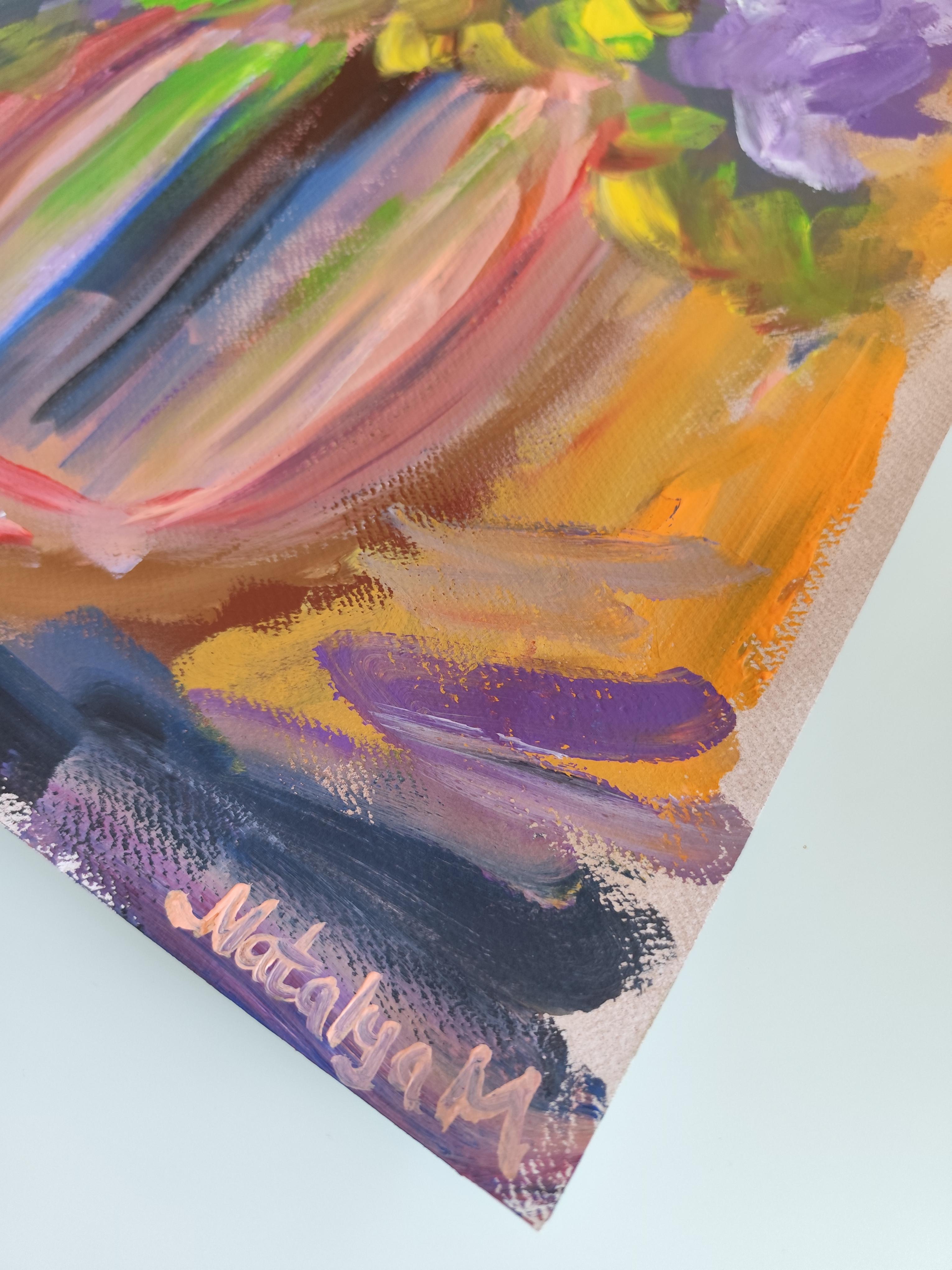 Pintura acrílica colorista expresiva contemporánea 
