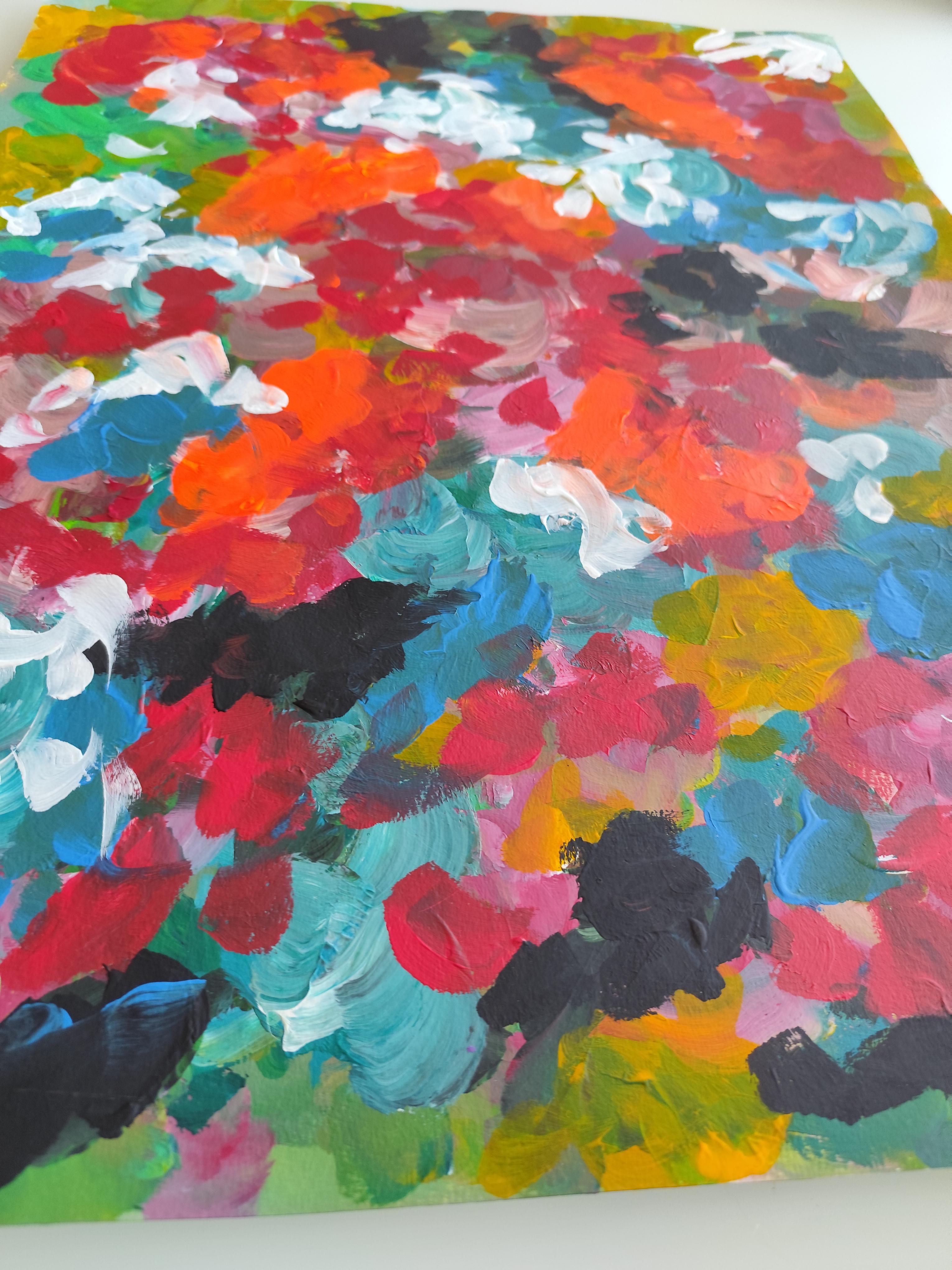 Pittura acrilica colorata ed espressiva contemporanea 