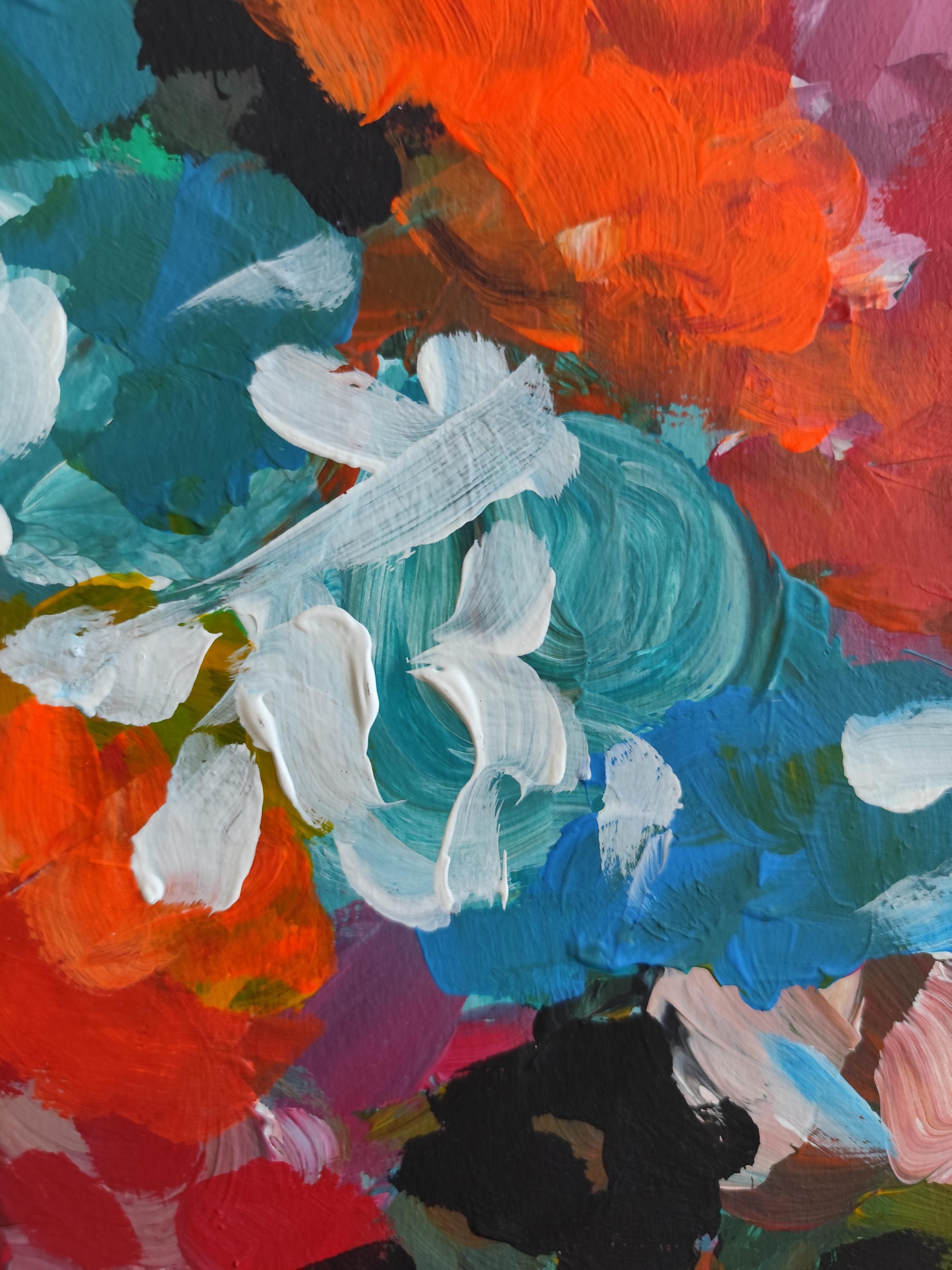 Pittura acrilica colorata ed espressiva contemporanea 
