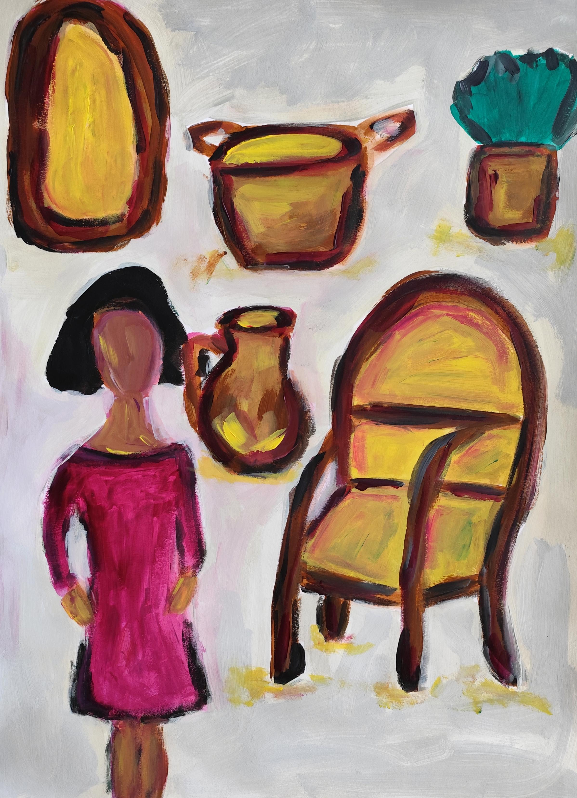 Contemporary figurative abstract still-life portrait painting "Silent dialogue"