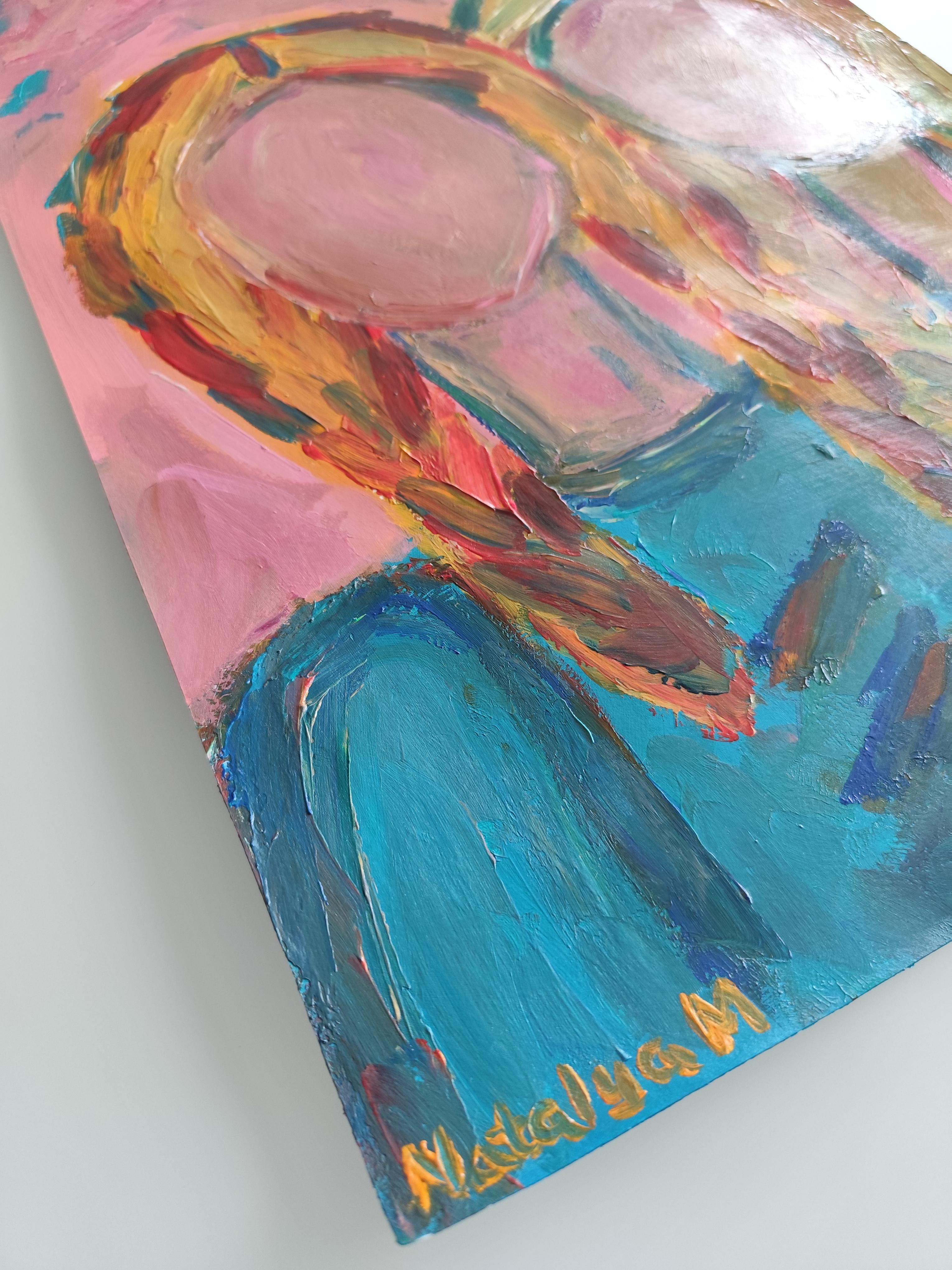 Retrato figurativo contemporáneo en acrílico de mujer sobre papel 