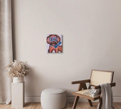 Contemporary figurative dog's portrait acrylic painting canvas "Blue gentleman"