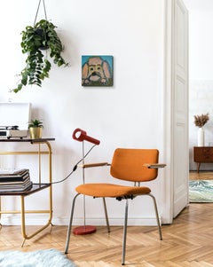 Contemporary figurative dog's portrait oil painting canvas "Clever Fox"