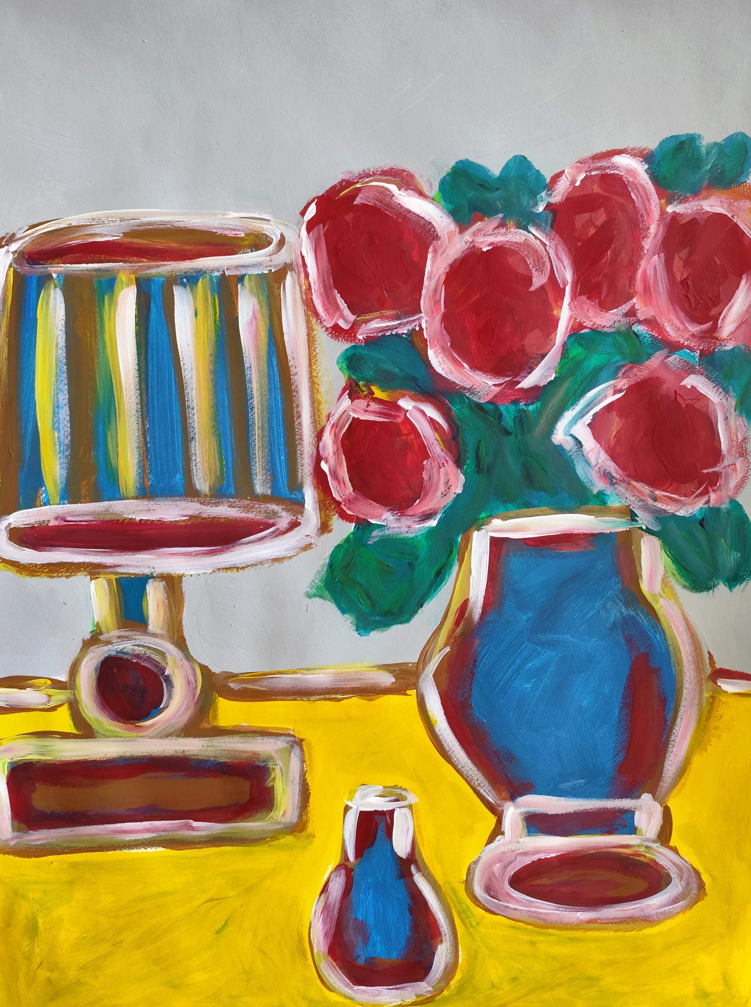 Mougenot Natalya Still-Life Painting - Contemporary figurative expressive still-life painting "Quiet  Observation"