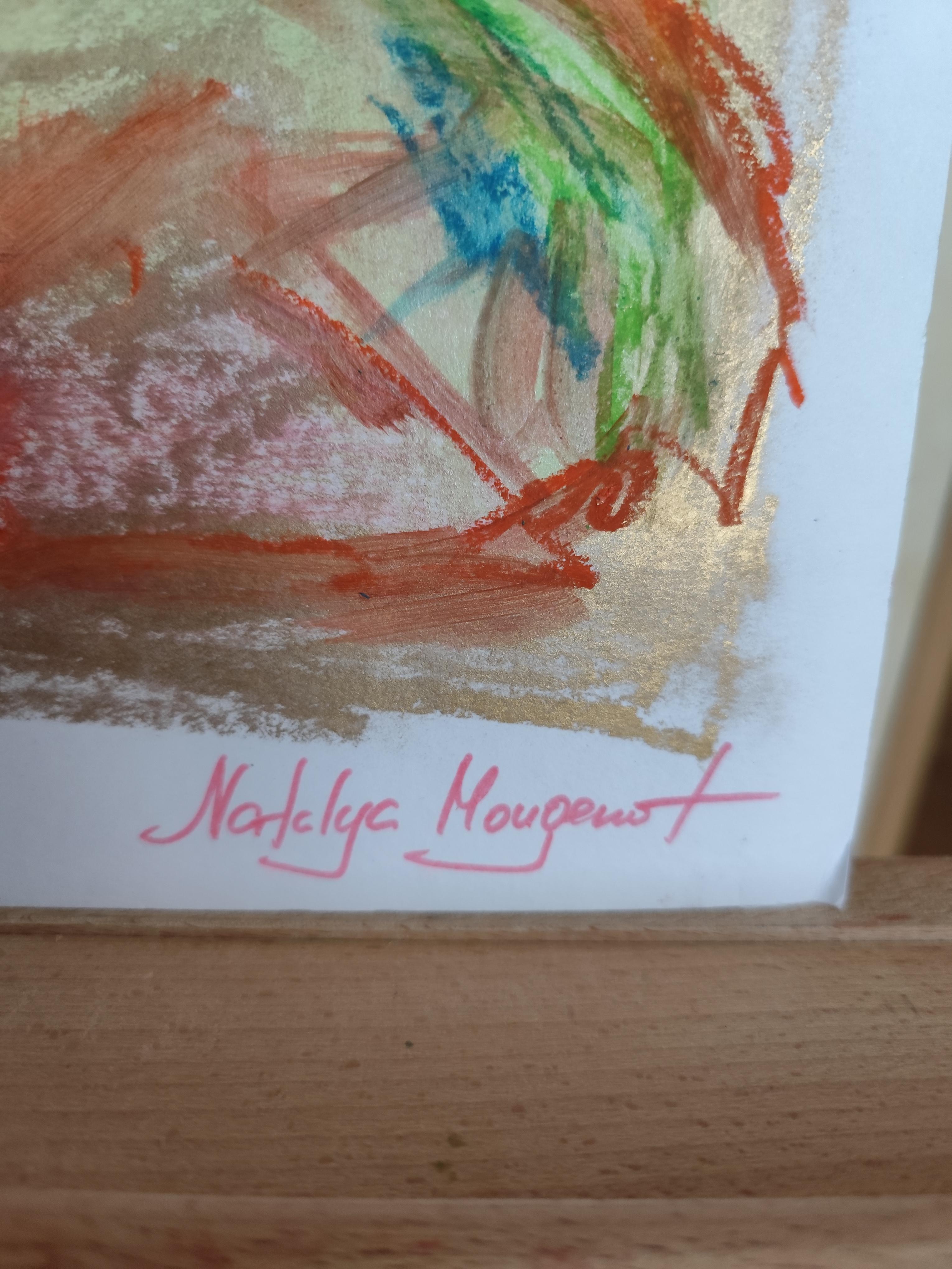 Peinture figurative contemporaine au pastel à l'huile de la jeune Frida Kahlo sur papier en vente 14