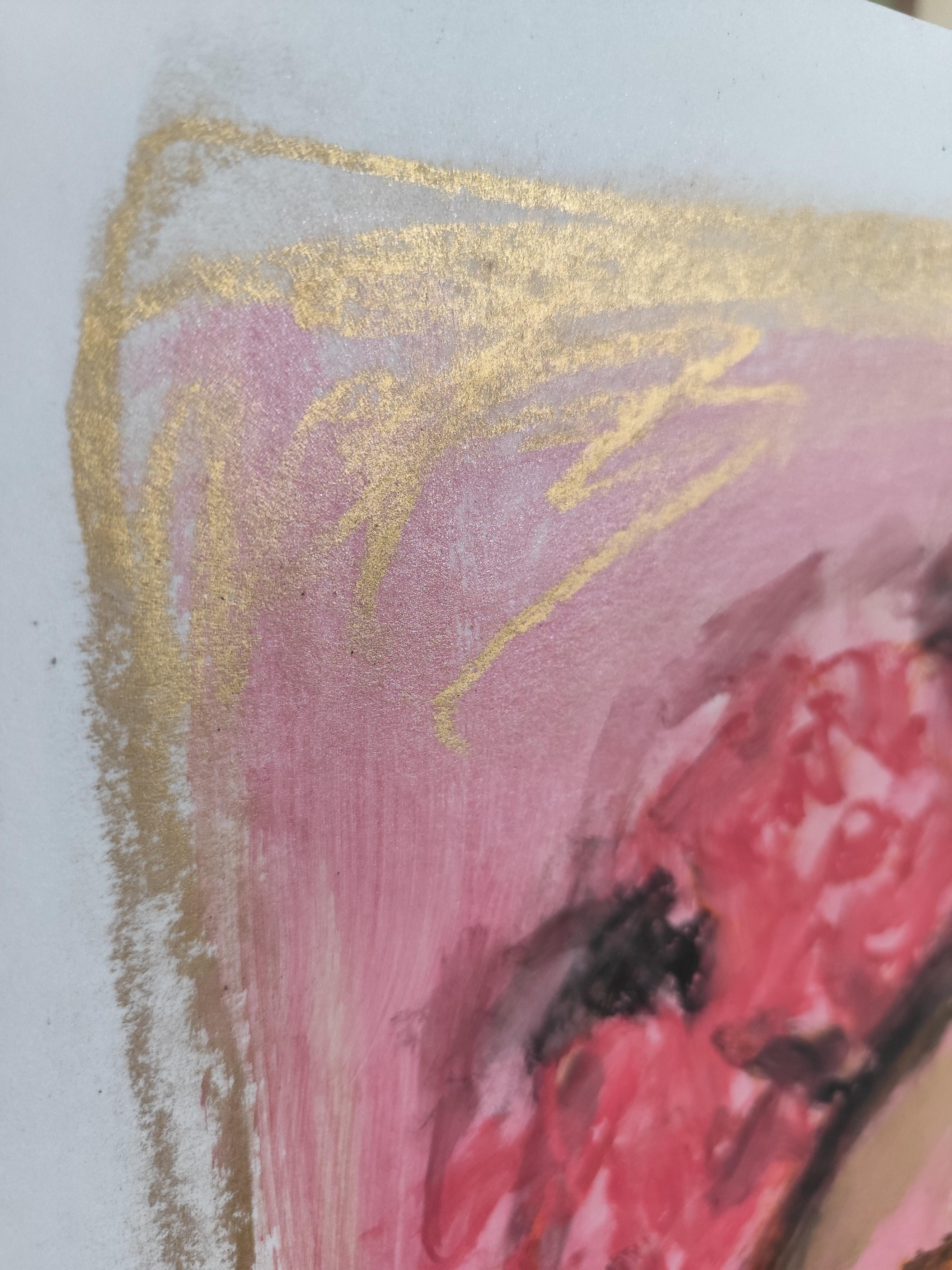 Peinture figurative contemporaine au pastel à l'huile de la jeune Frida Kahlo sur papier en vente 15