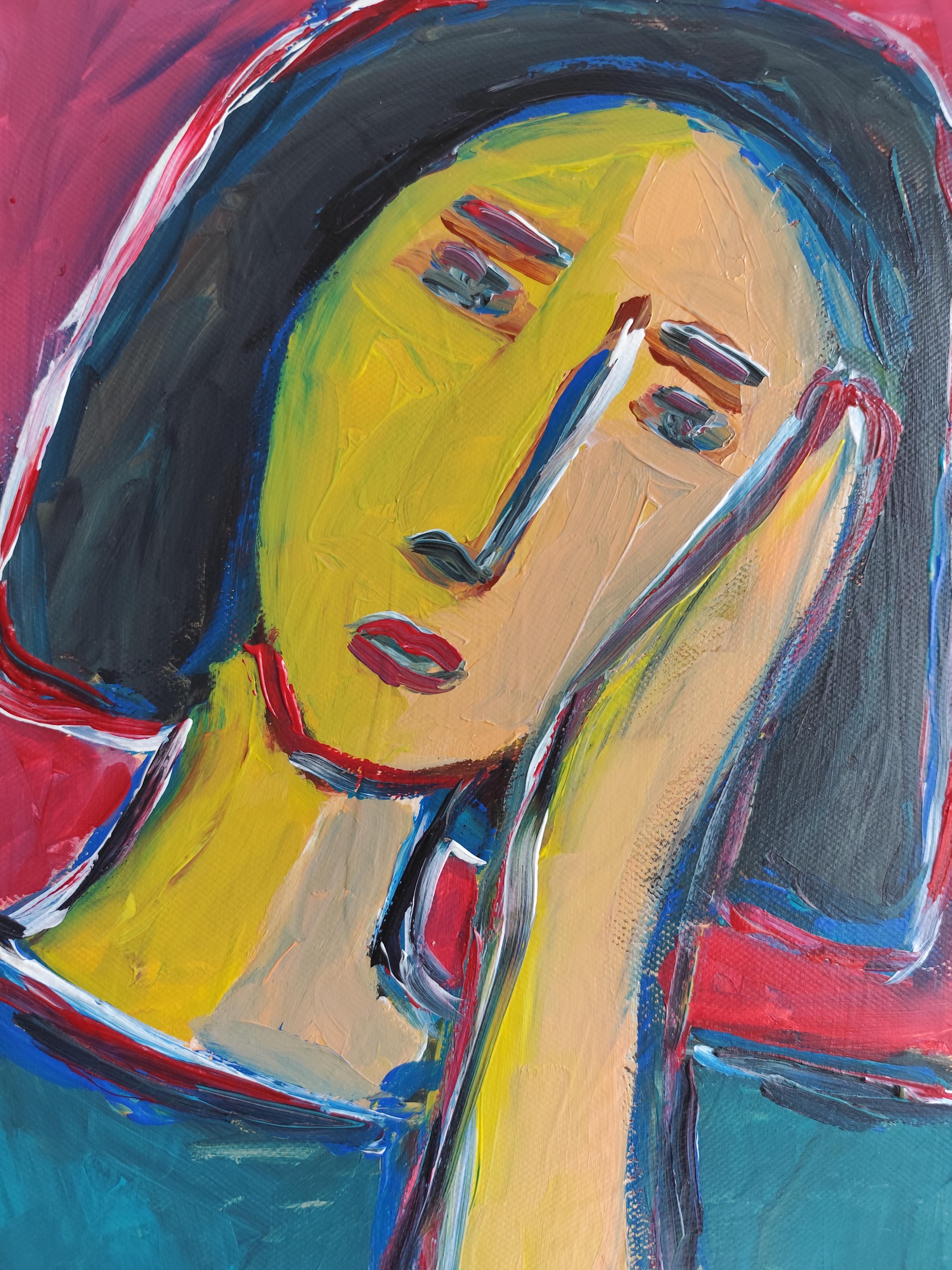 Contemporary Figurative Painting  of woman's portrait 