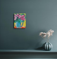 Contemporary impressionist expressive floral painting on canvas "Crimson Roses"