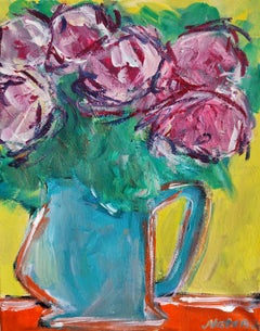 Peinture florale impressionniste contemporaine expressive sur toile "Crimson Roses"