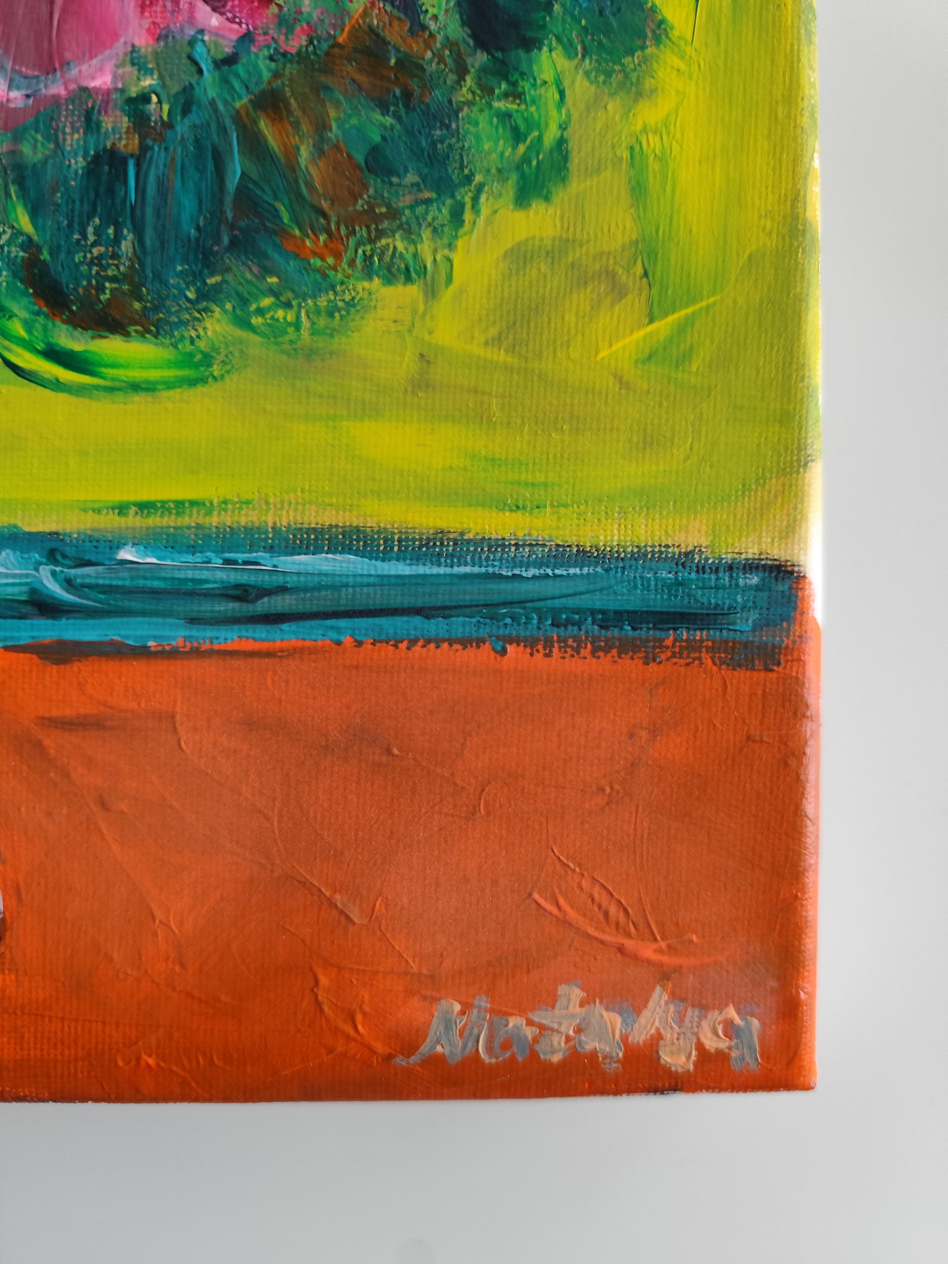 Contemporary impressionist expressive floral painting on canvas 