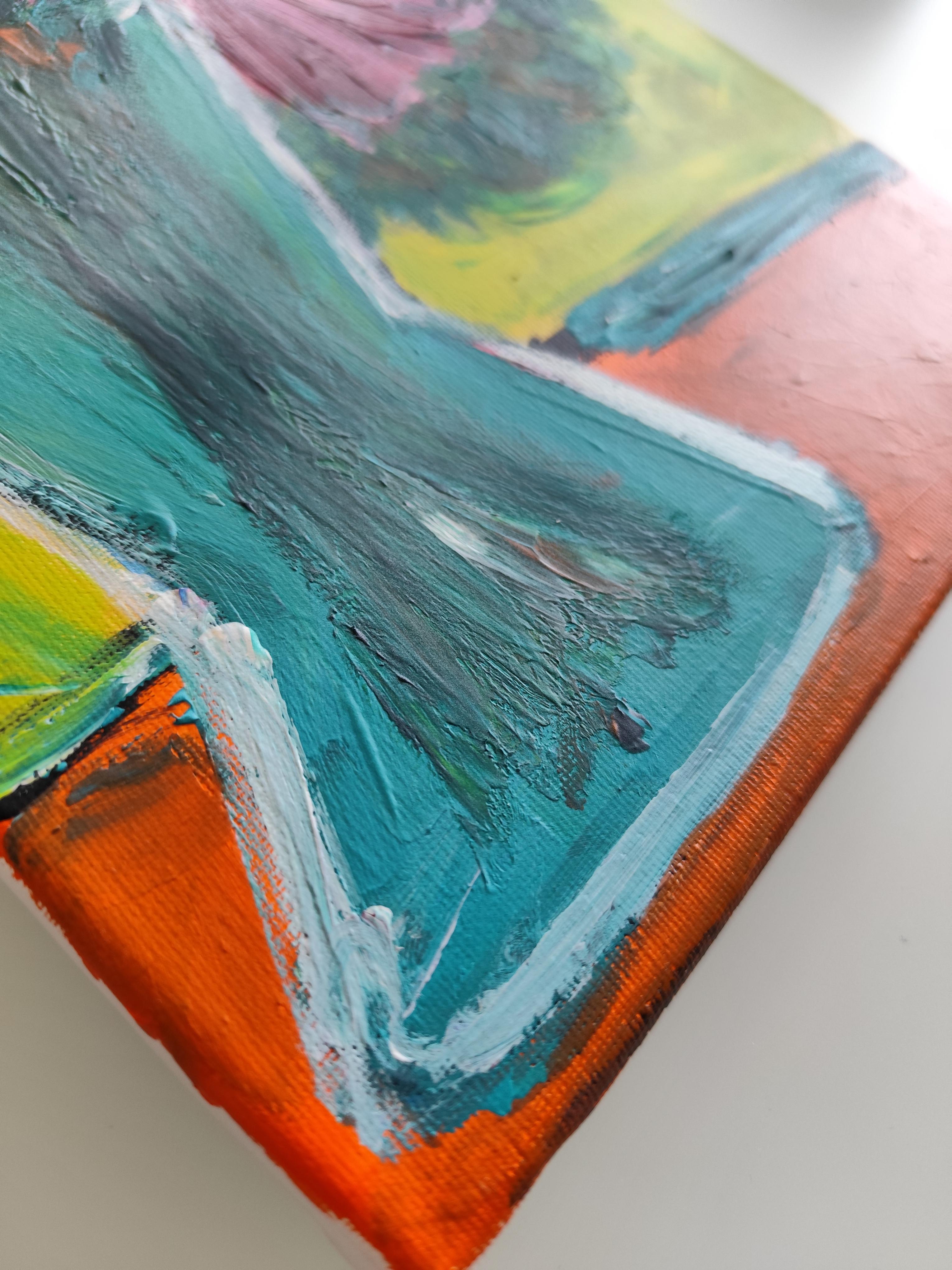 Contemporary impressionist expressive floral painting on canvas 