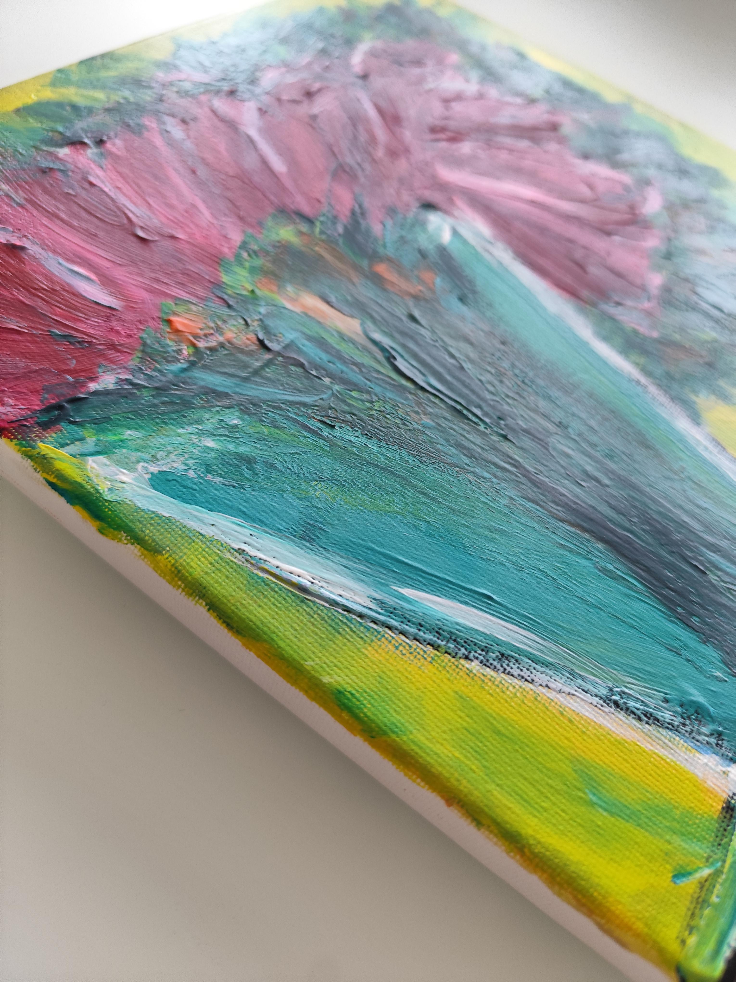 Contemporary impressionist expressive floral painting on canvas 