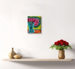 Quadro floreale impressionista contemporaneo su tela "Scarlet Bloom".