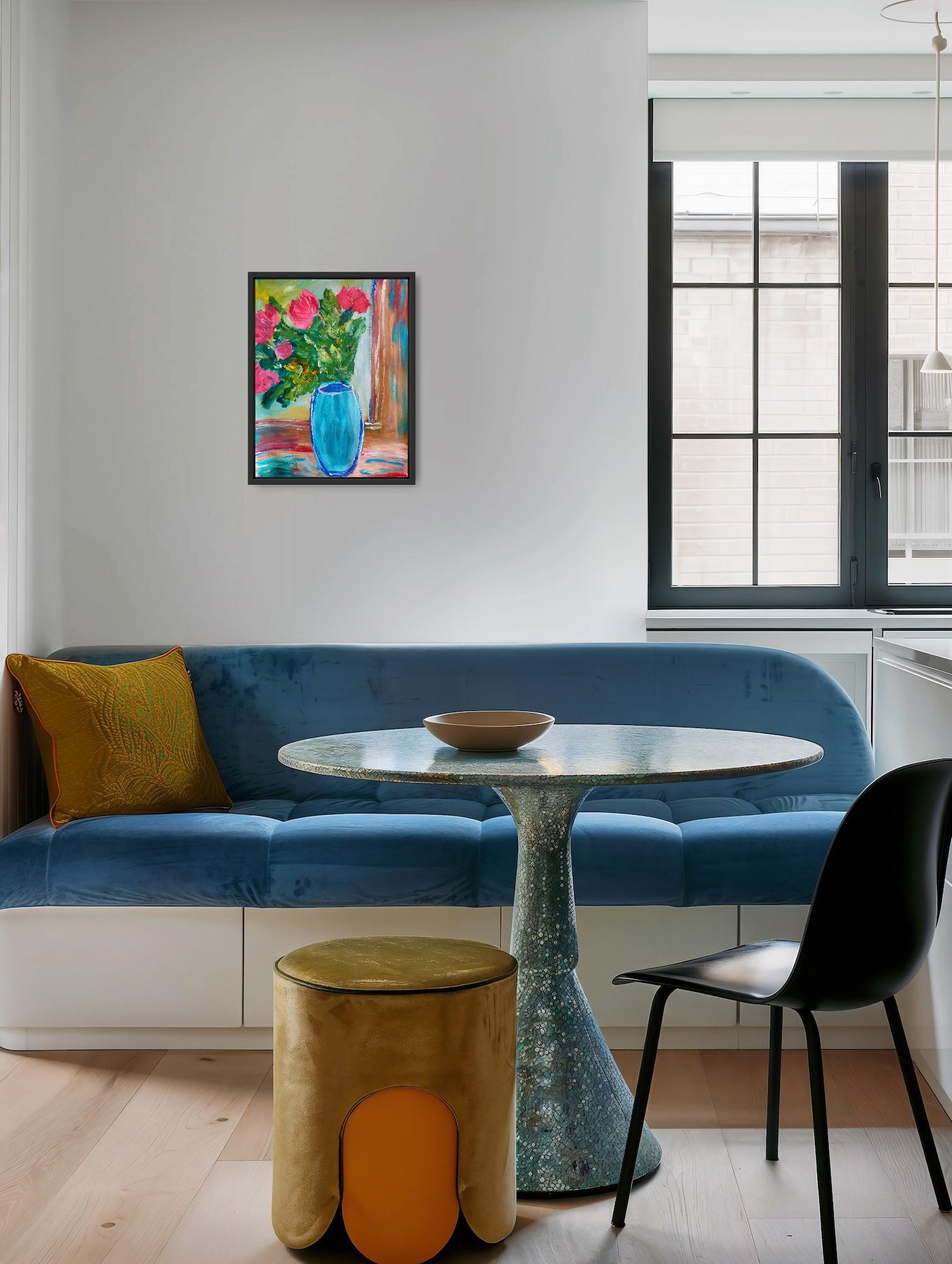 Pittura floreale contemporanea impressionista ed espressiva su carta 