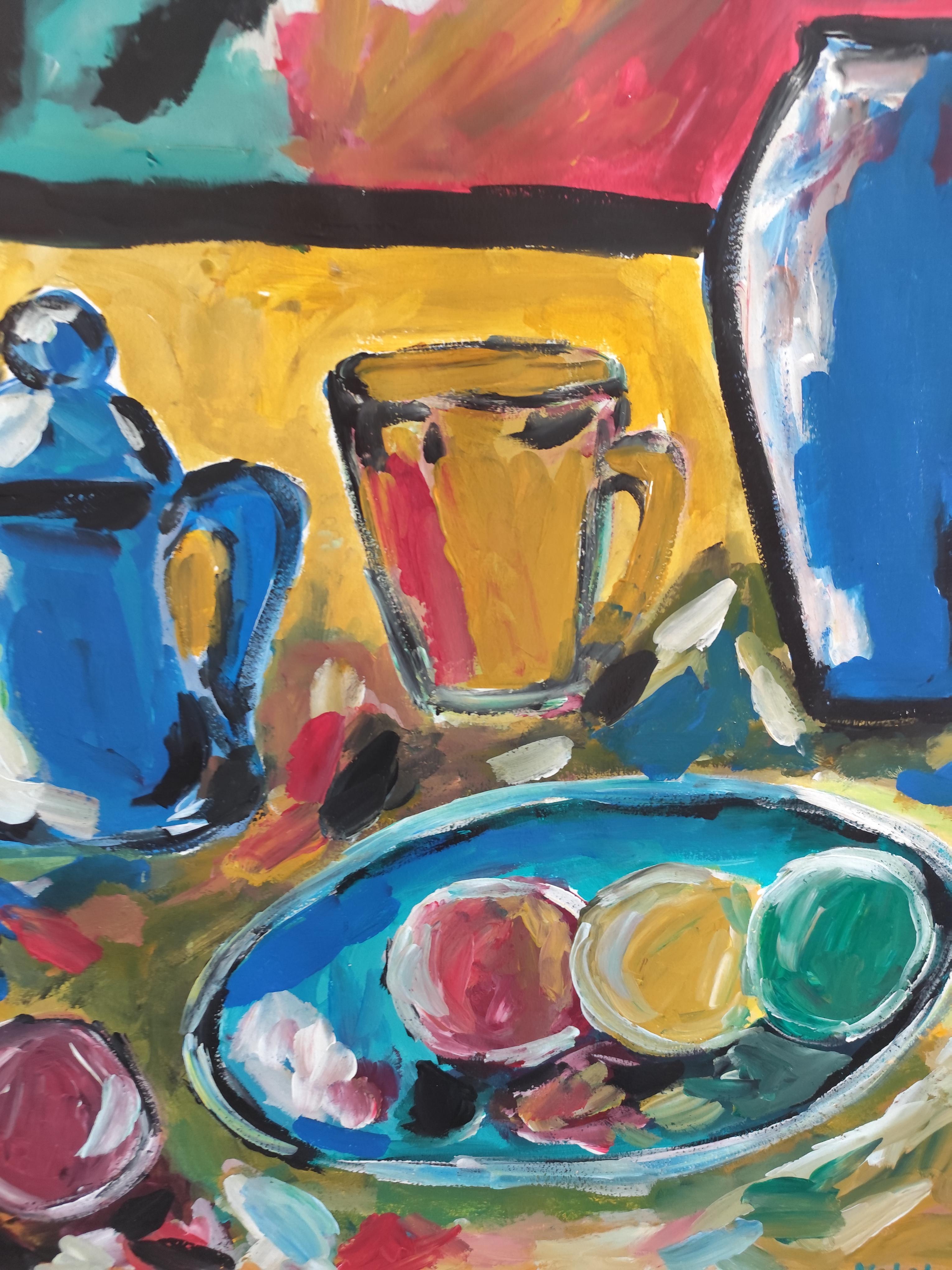 Contemporary impressionist fauvist still life painting 