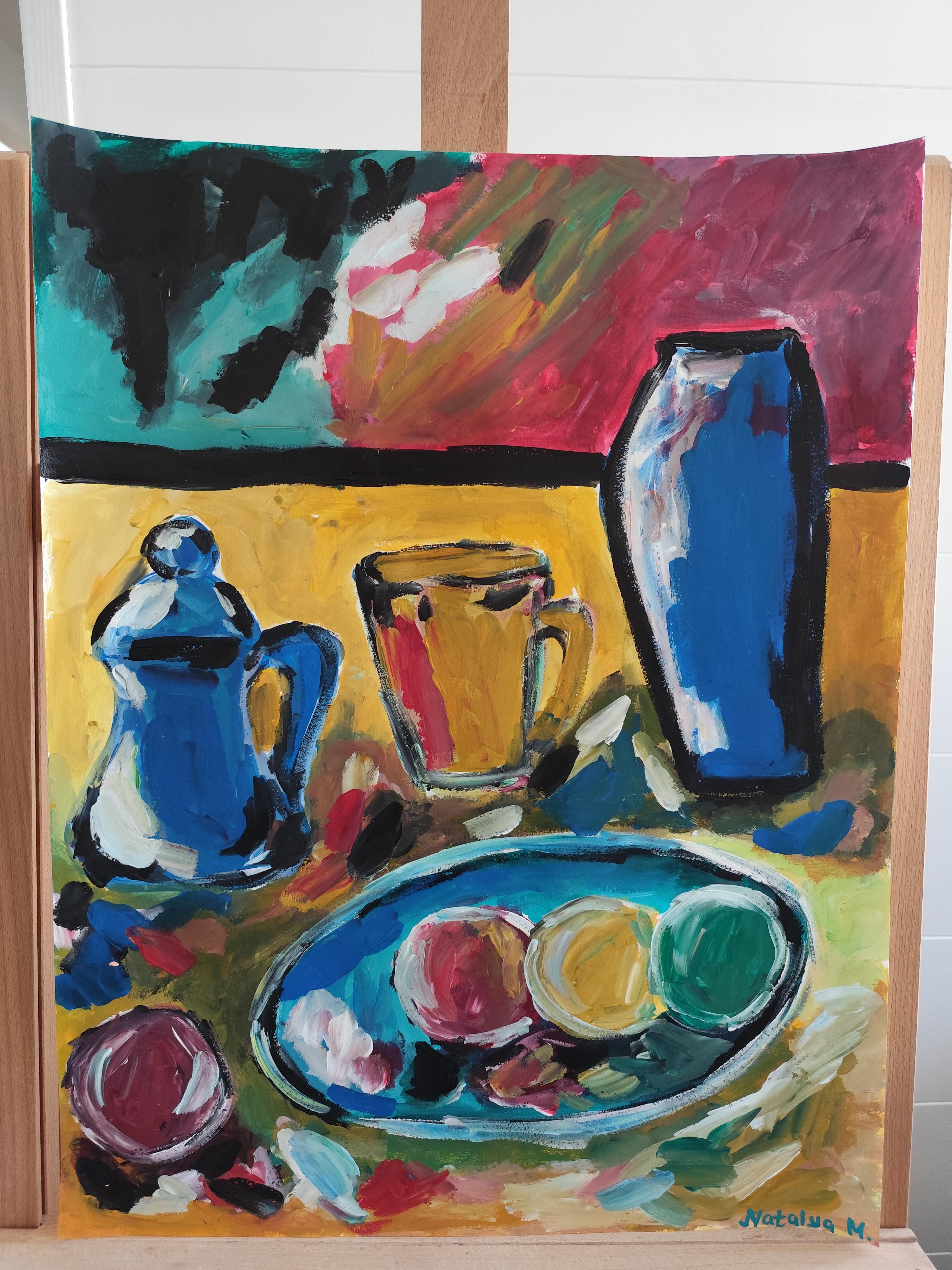 Contemporary impressionist fauvist still life painting 
