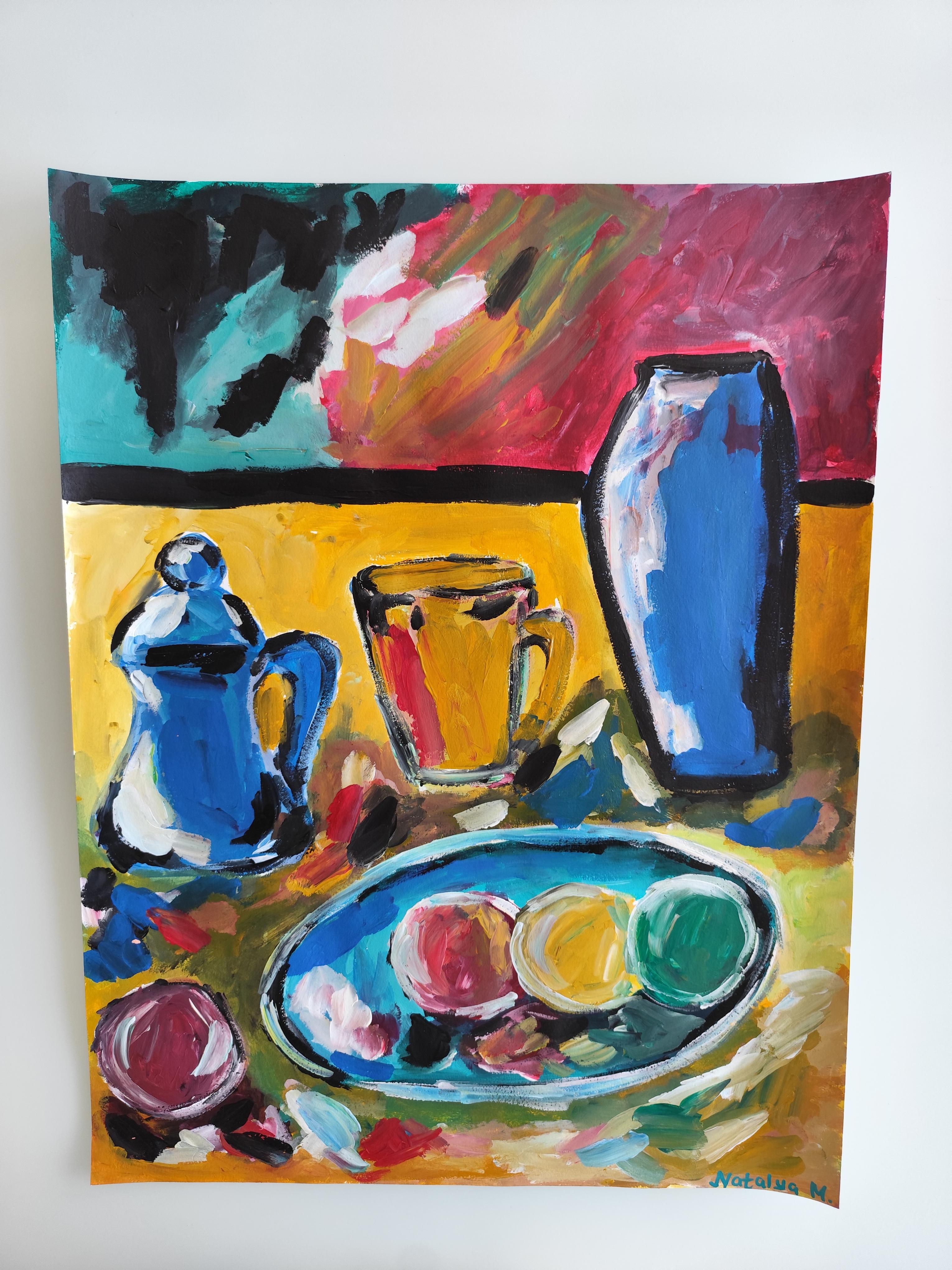 Contemporary impressionist fauvist still life painting 